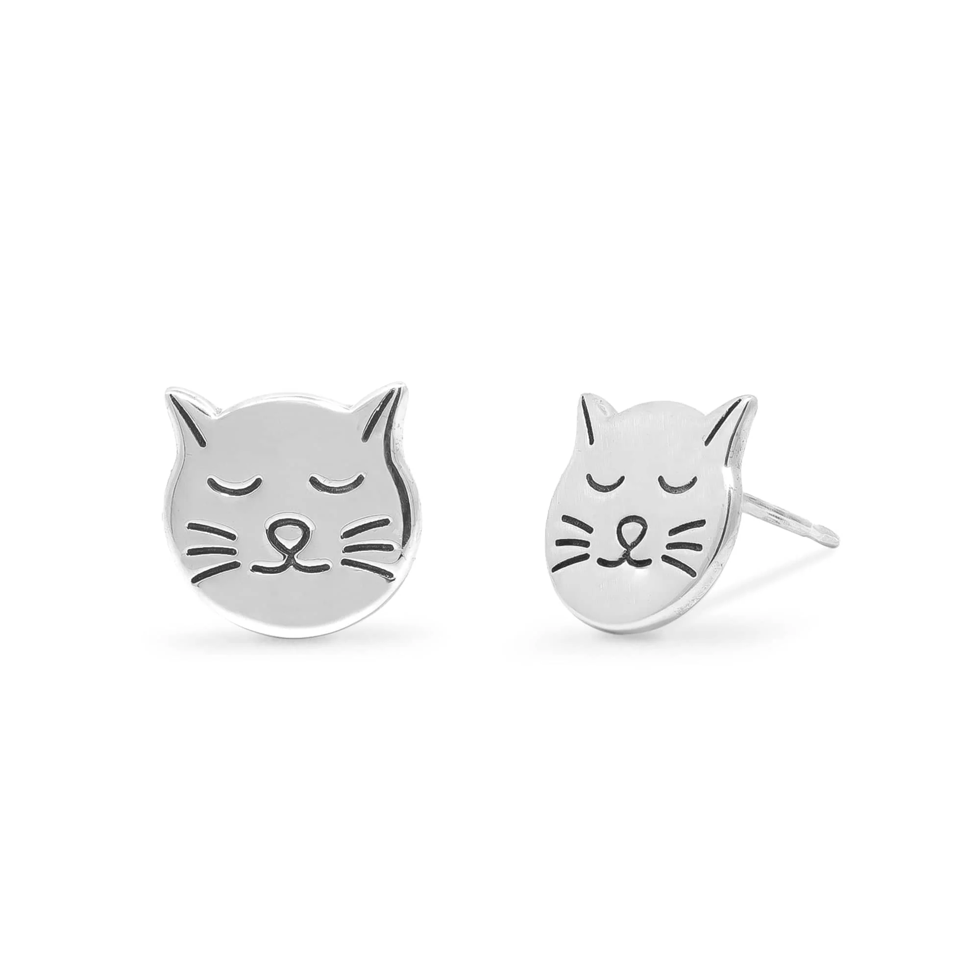 Sleepy Cat Stud Earrings