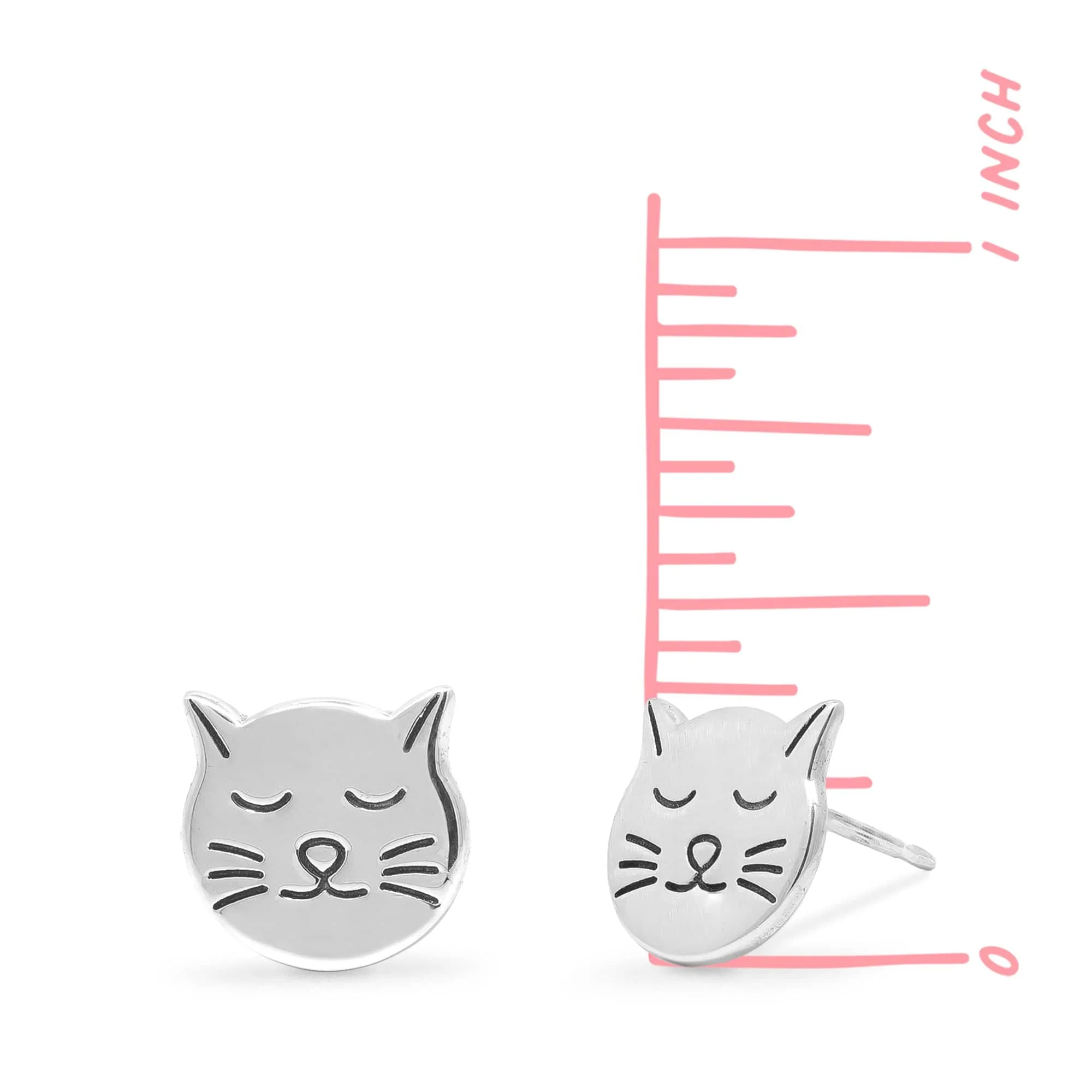 Sleepy Cat Stud Earrings - Image 4