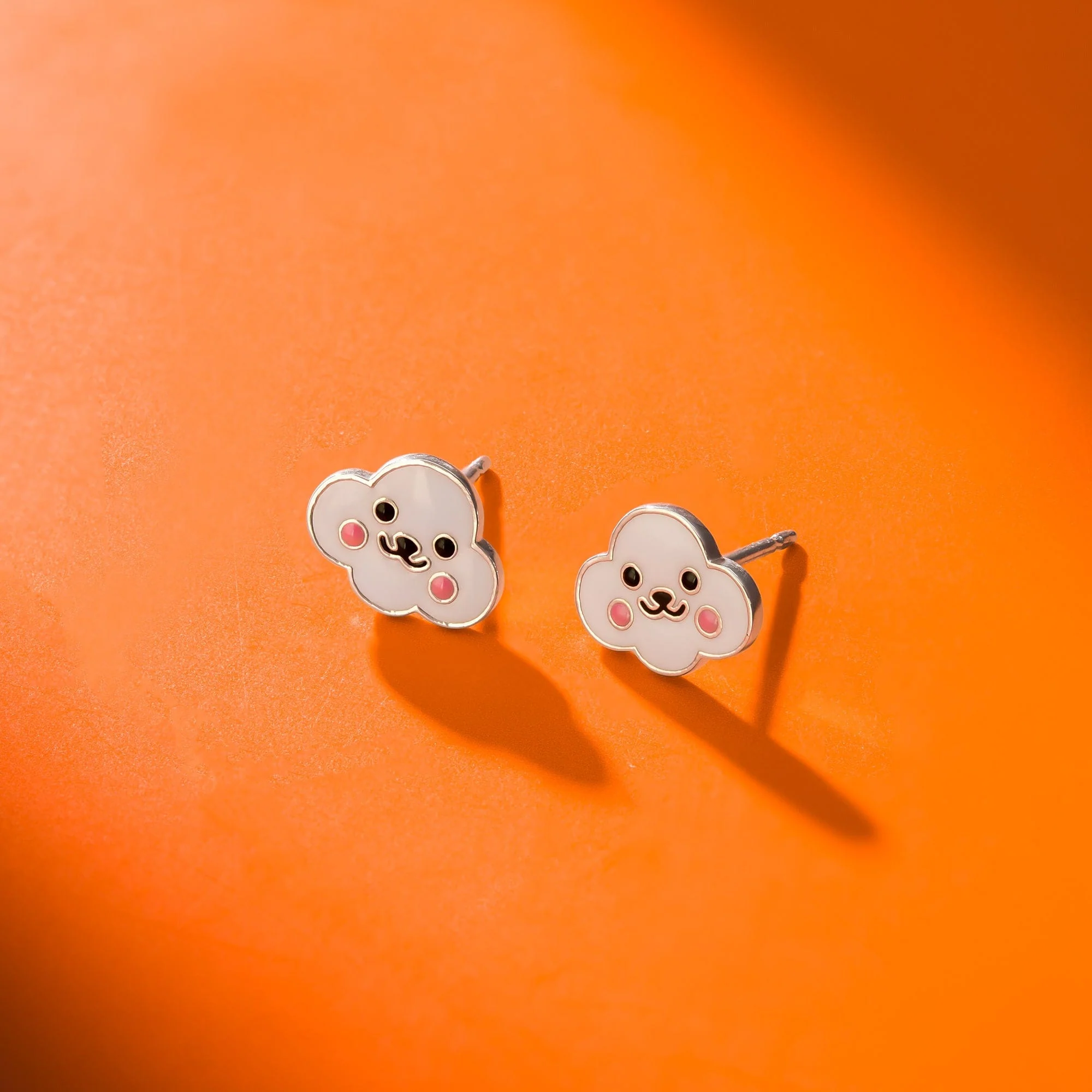 Smiley Face White Cloud Studs - Image 3