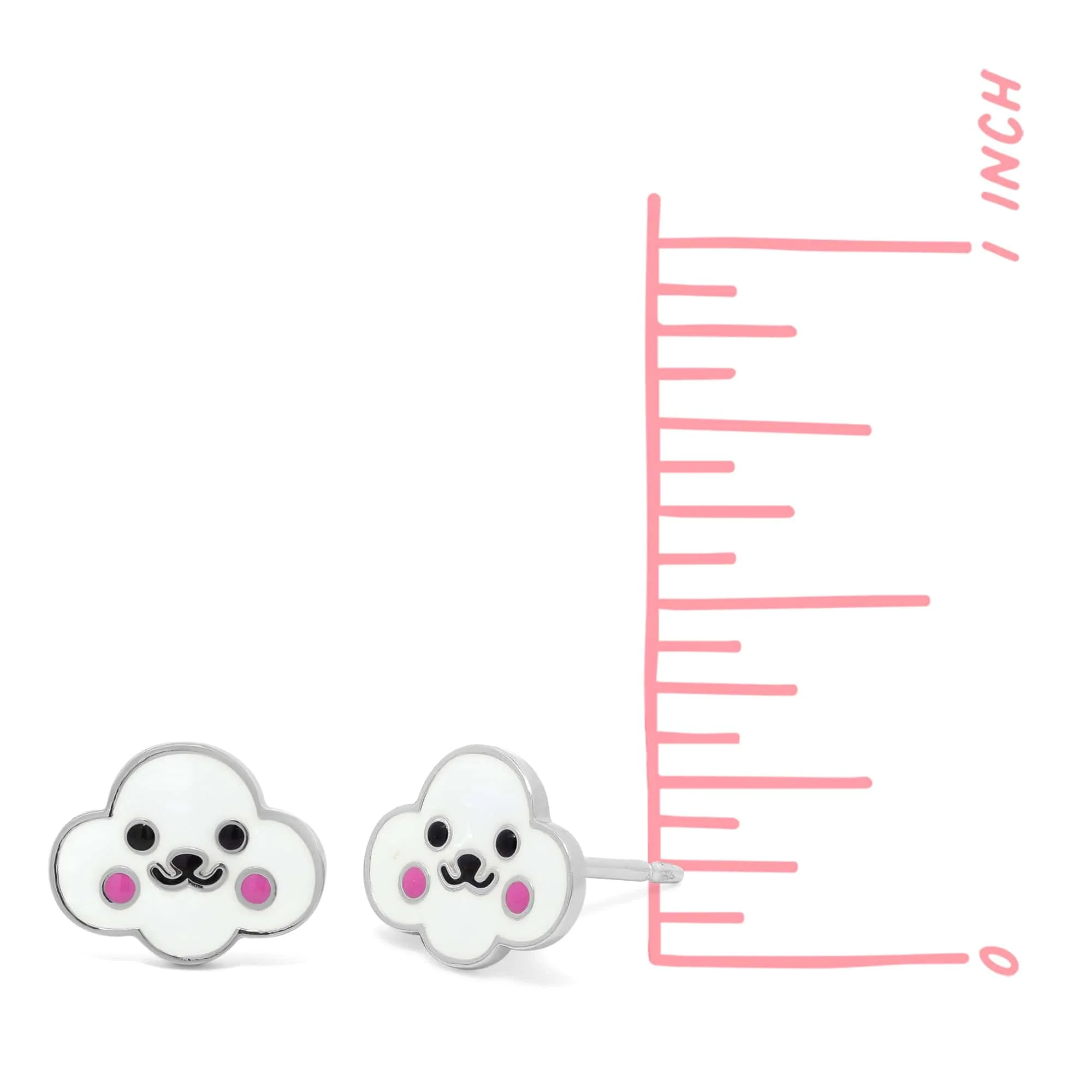 Smiley Face White Cloud Studs - Image 4