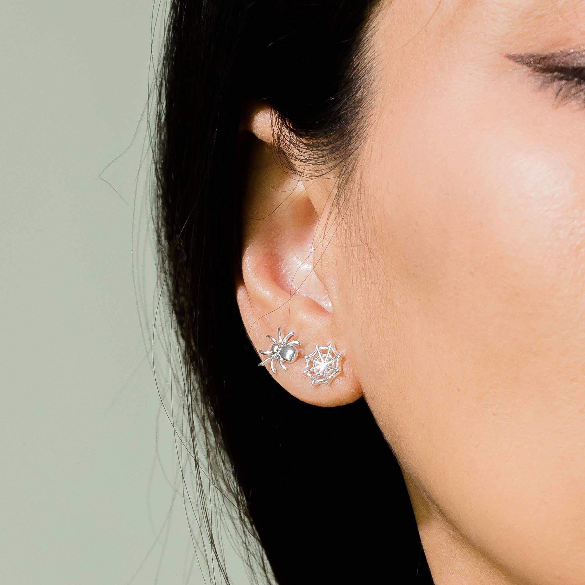 Spider Web Stud Earrings - Image 2