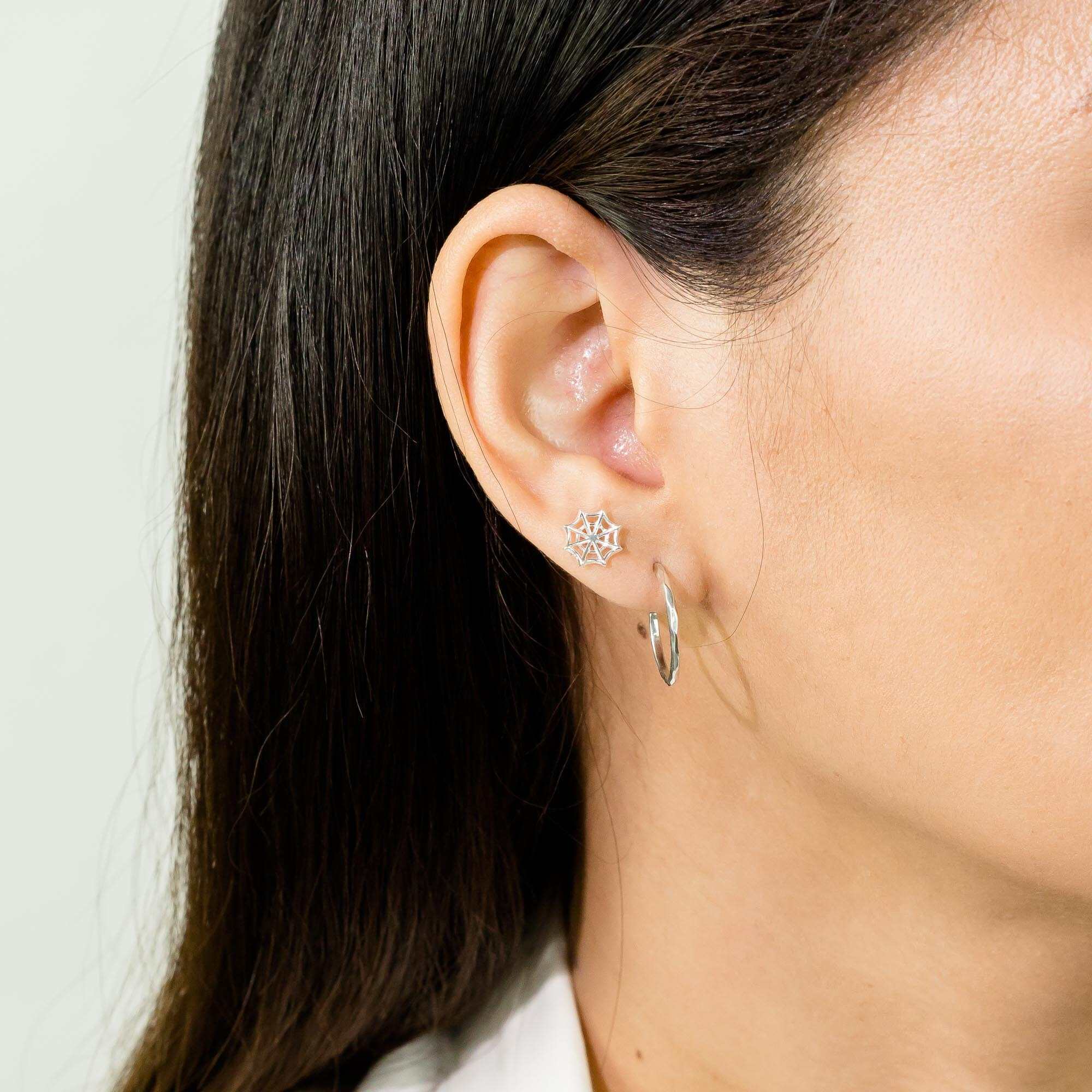 Spider Web Stud Earrings - Image 3