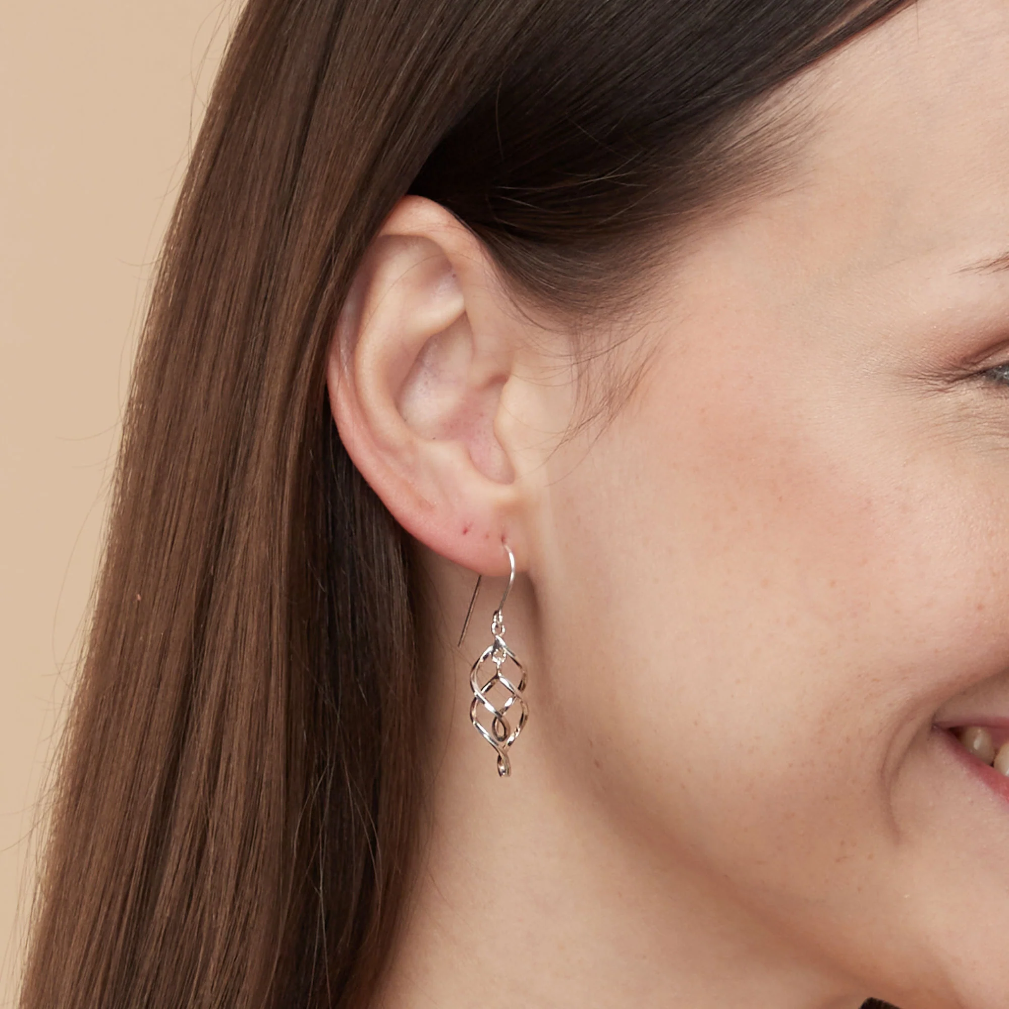Spiral Ribbon Drop Dangle Earrings - Image 5