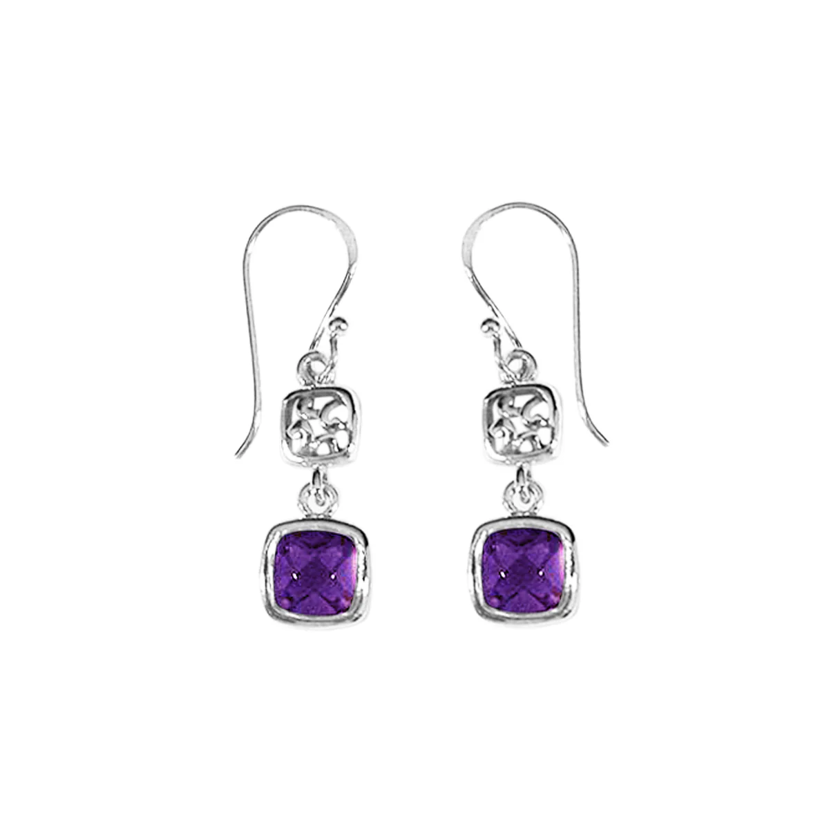 Cushion Gemstone Dangle Earrings