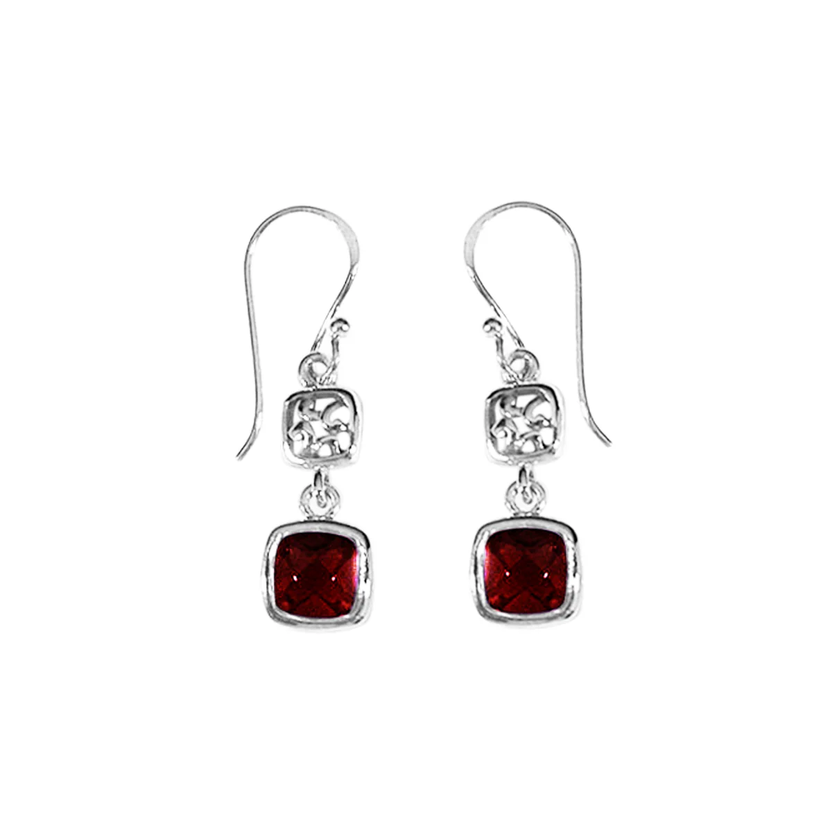 Cushion Gemstone Dangle Earrings - Image 2