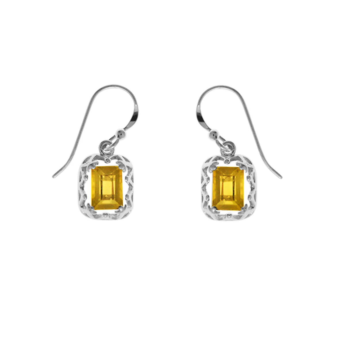 Rectangular Gemstone Dangle Earrings - Image 2