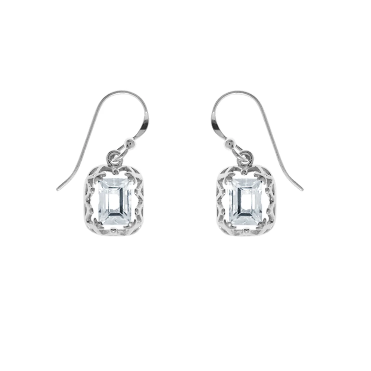 Rectangular Gemstone Dangle Earrings - Image 3