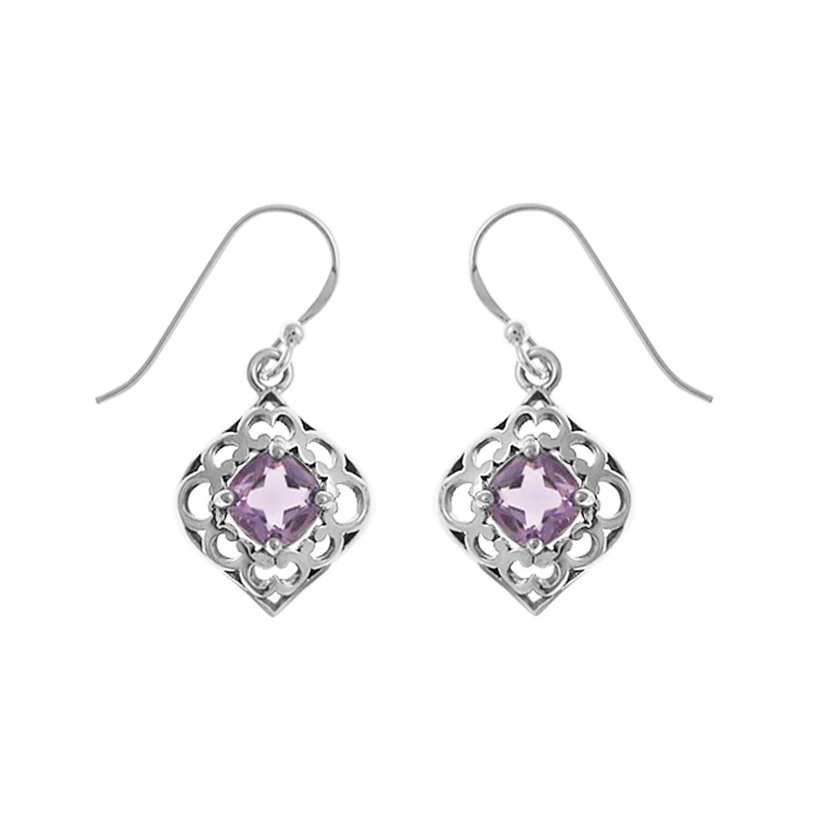 Cushion Gemstone Dangle Earrings