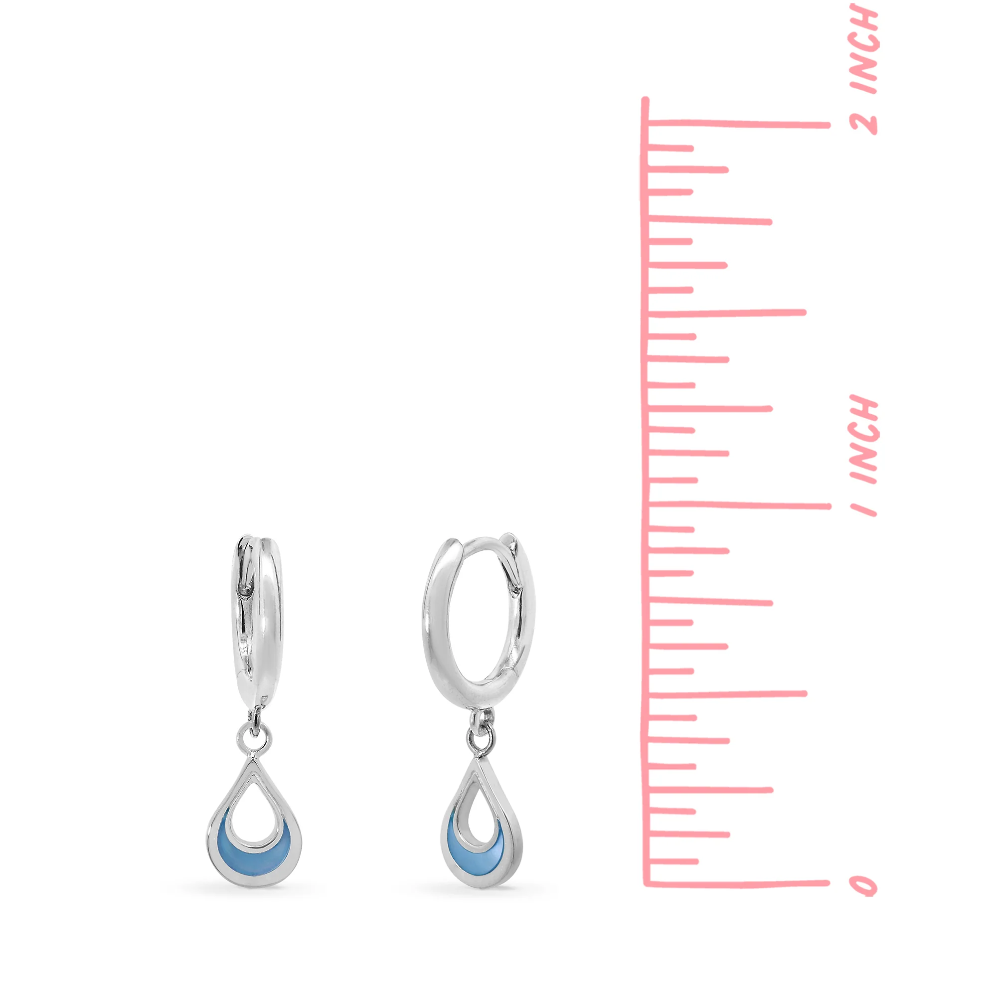 Teardrop Charm Huggie Hoops with Stone - Image 7
