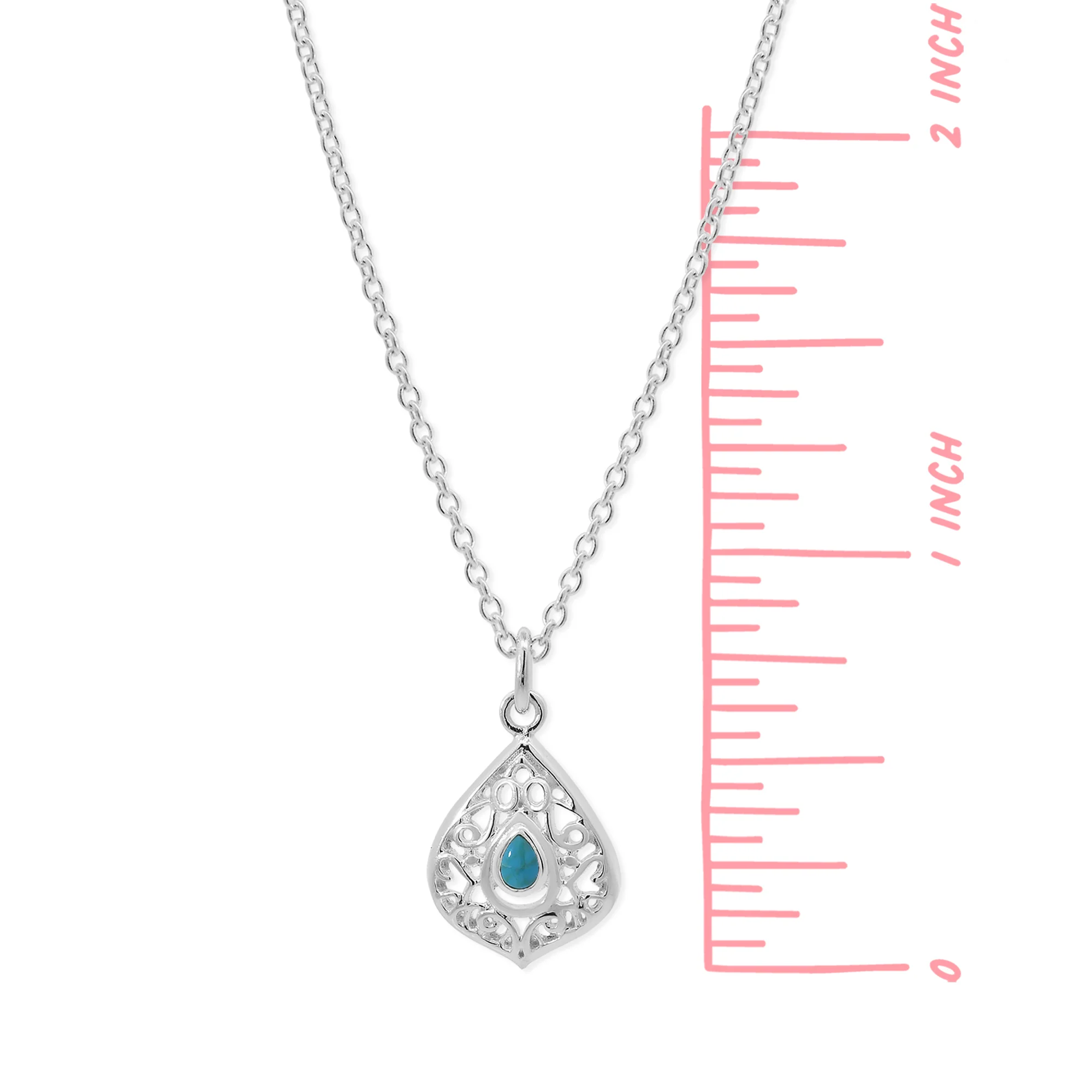 Teardrop Filigree Necklace with Turquoise - Image 4