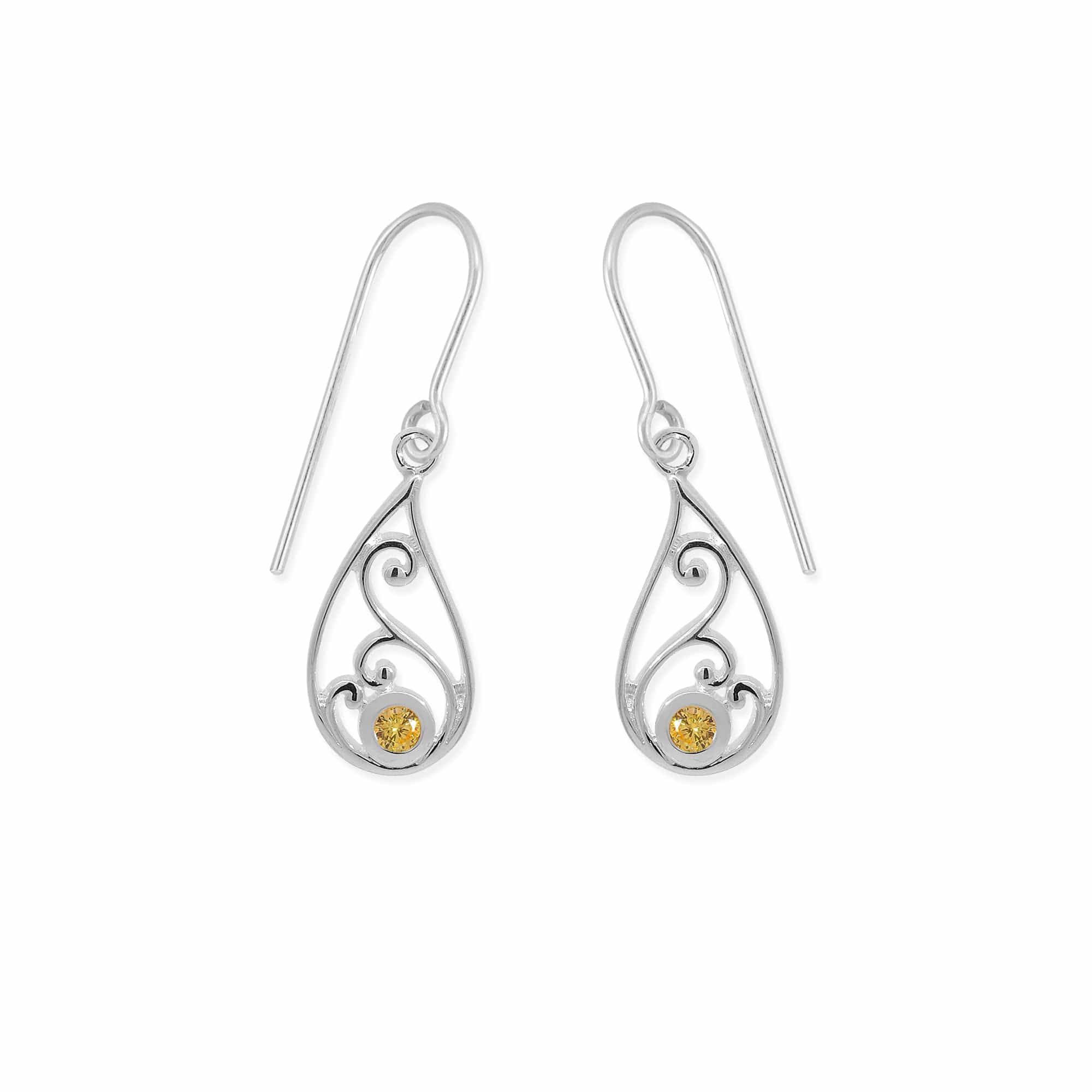 Teardrop Outline Gemstone Dangle Earring With Stone - Image 10