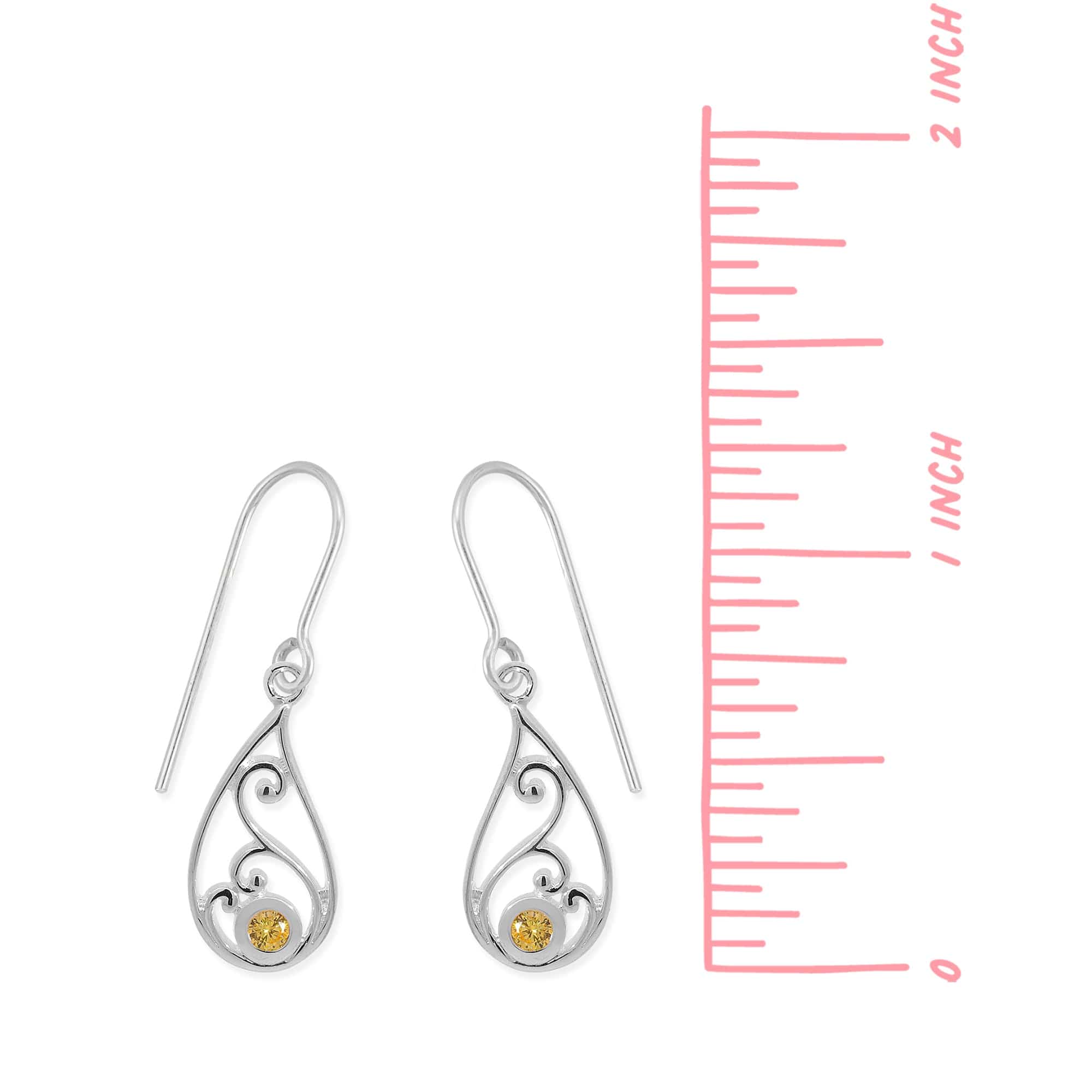 Teardrop Outline Gemstone Dangle Earring With Stone - Image 13