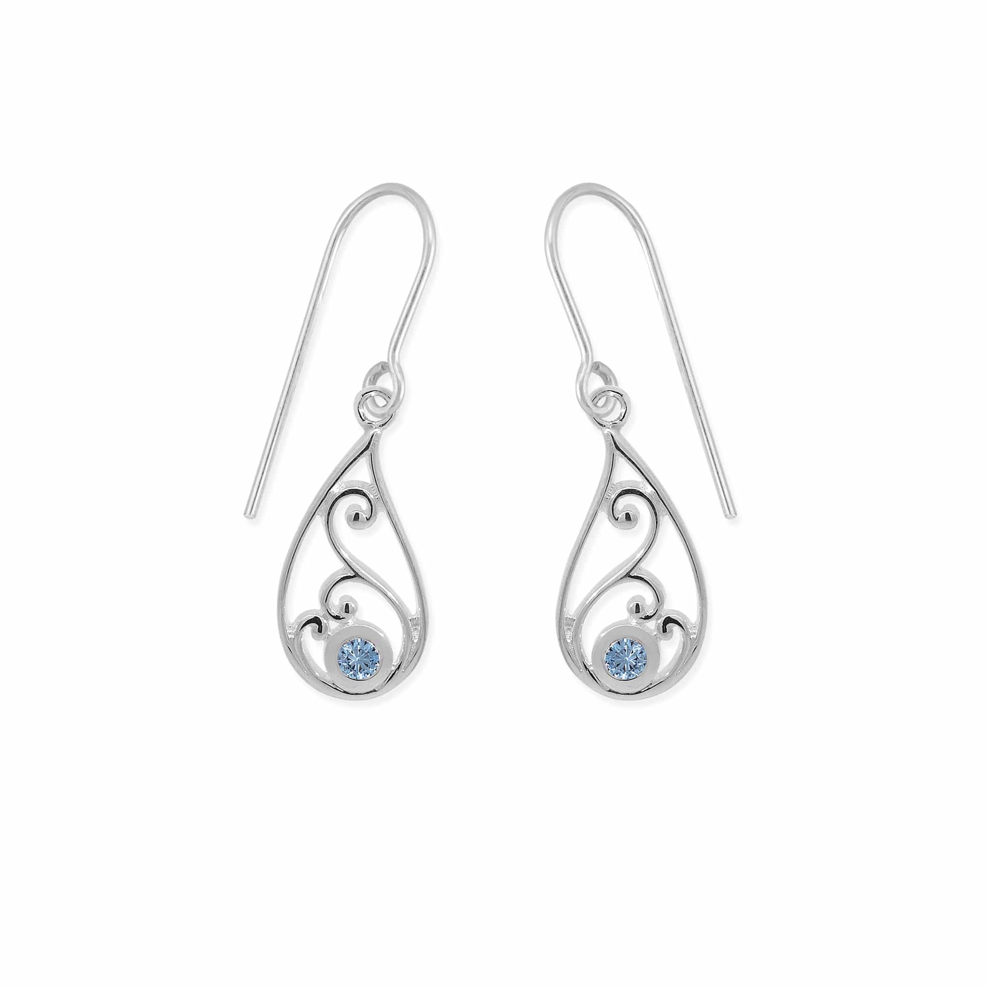 Teardrop Outline Gemstone Dangle Earring With Stone - Image 4