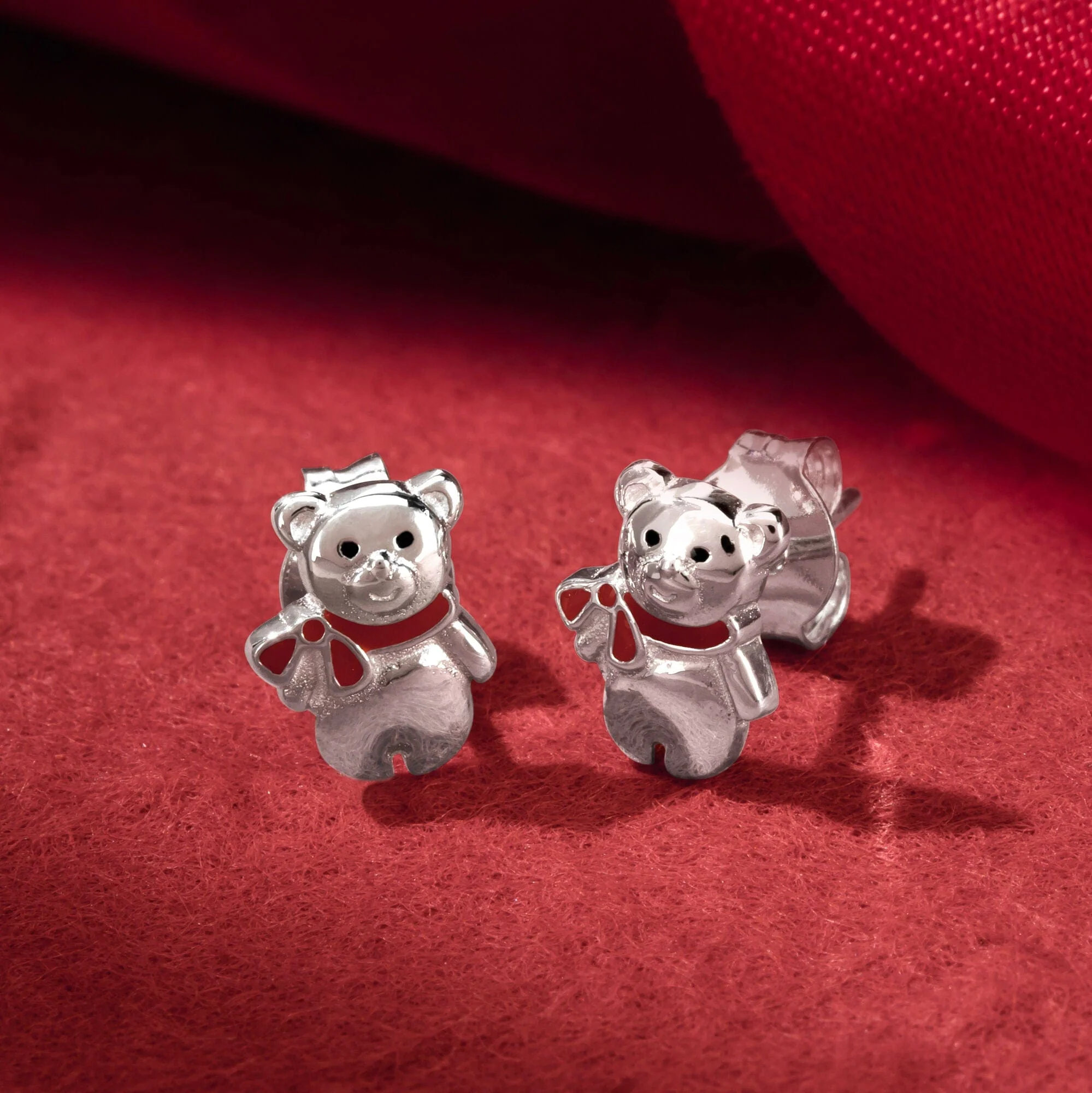 Teddy Bear with Red Scarf Studs - Image 3