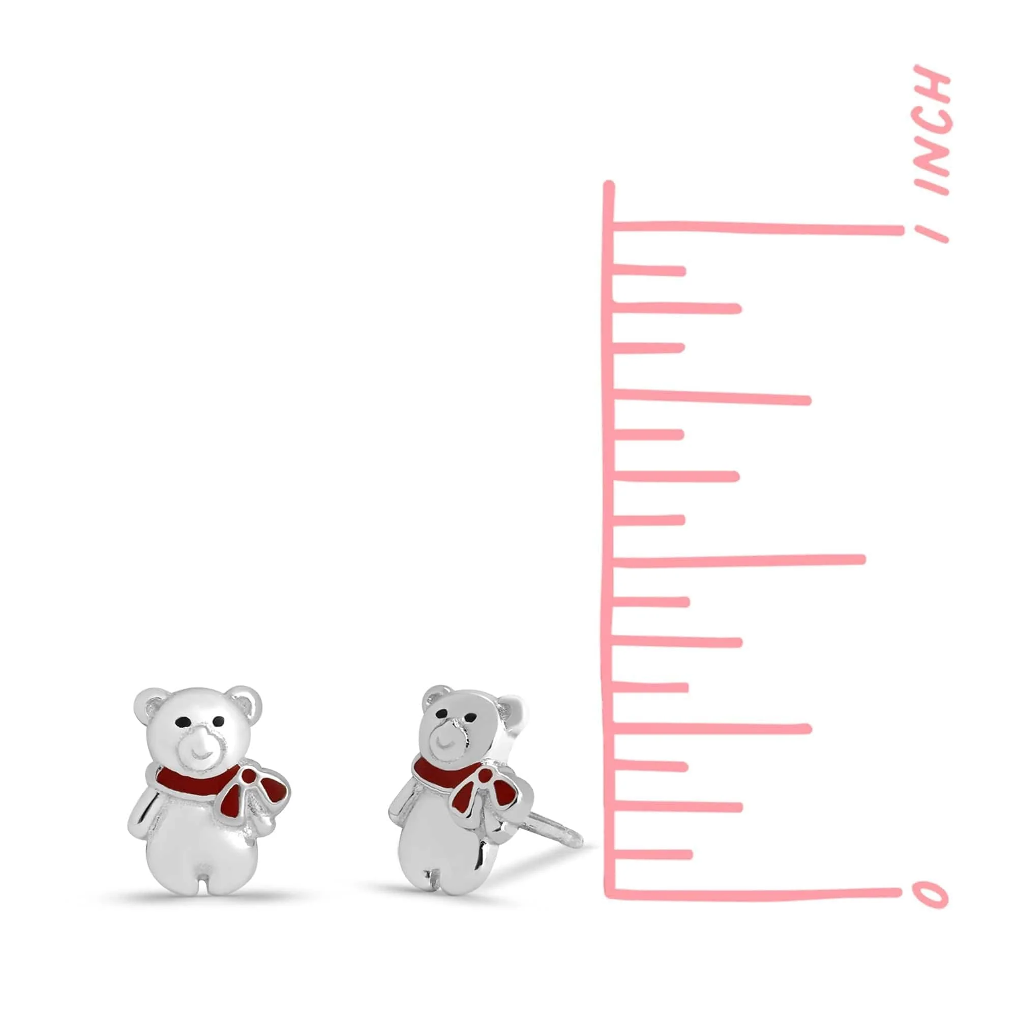 Teddy Bear with Red Scarf Studs - Image 4