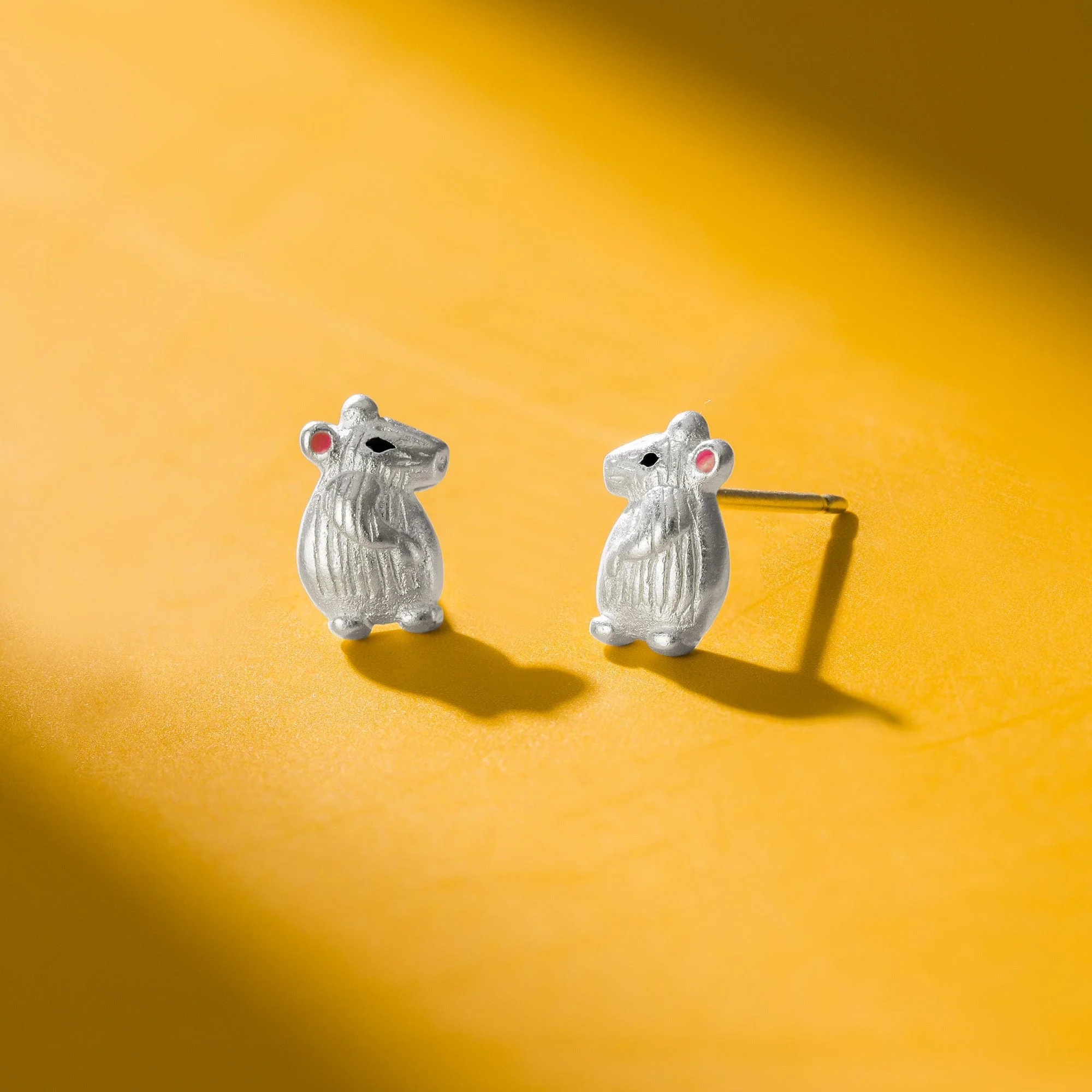 Textured Mouse Earring Studs - Image 3
