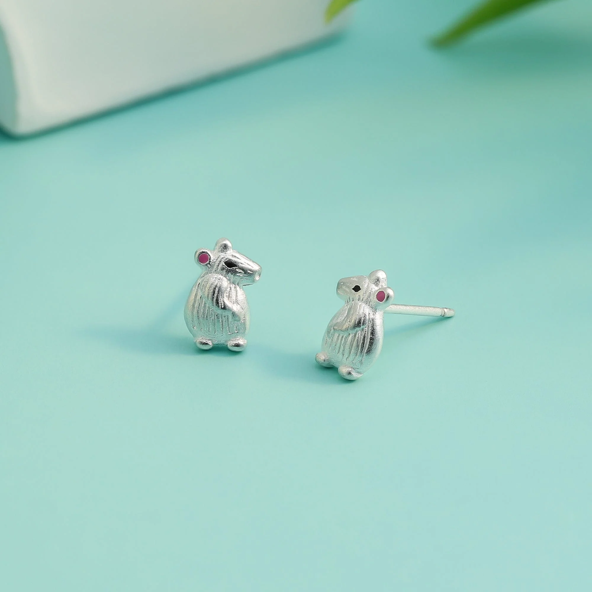 Textured Mouse Earring Studs - Image 4