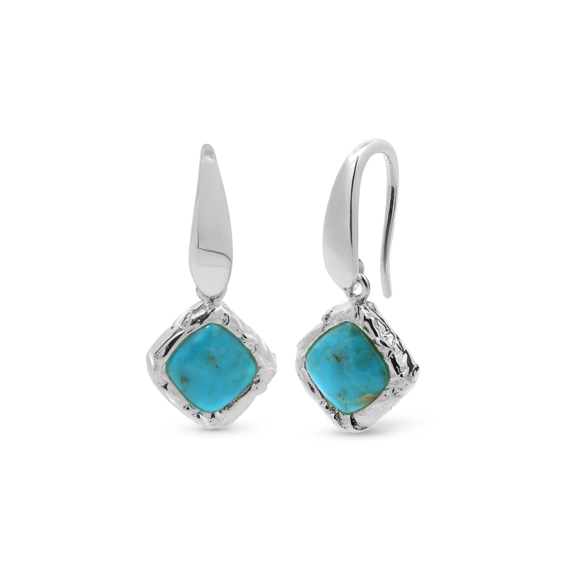 Textured Open Drop Earrings with Turquoise