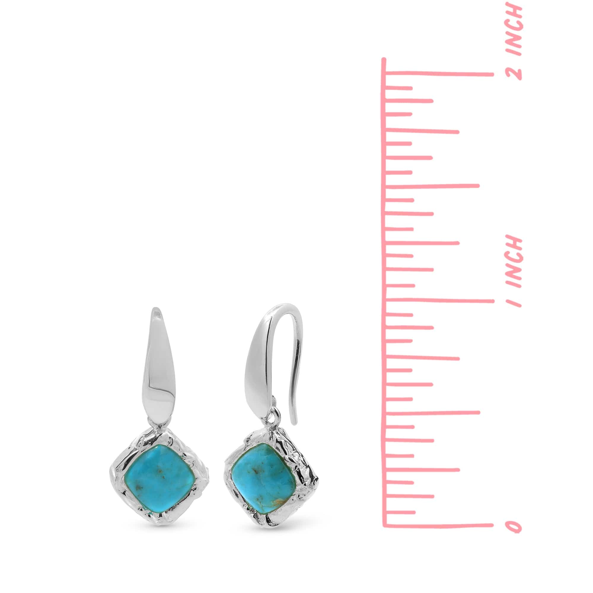 Textured Open Drop Earrings with Turquoise - Image 4
