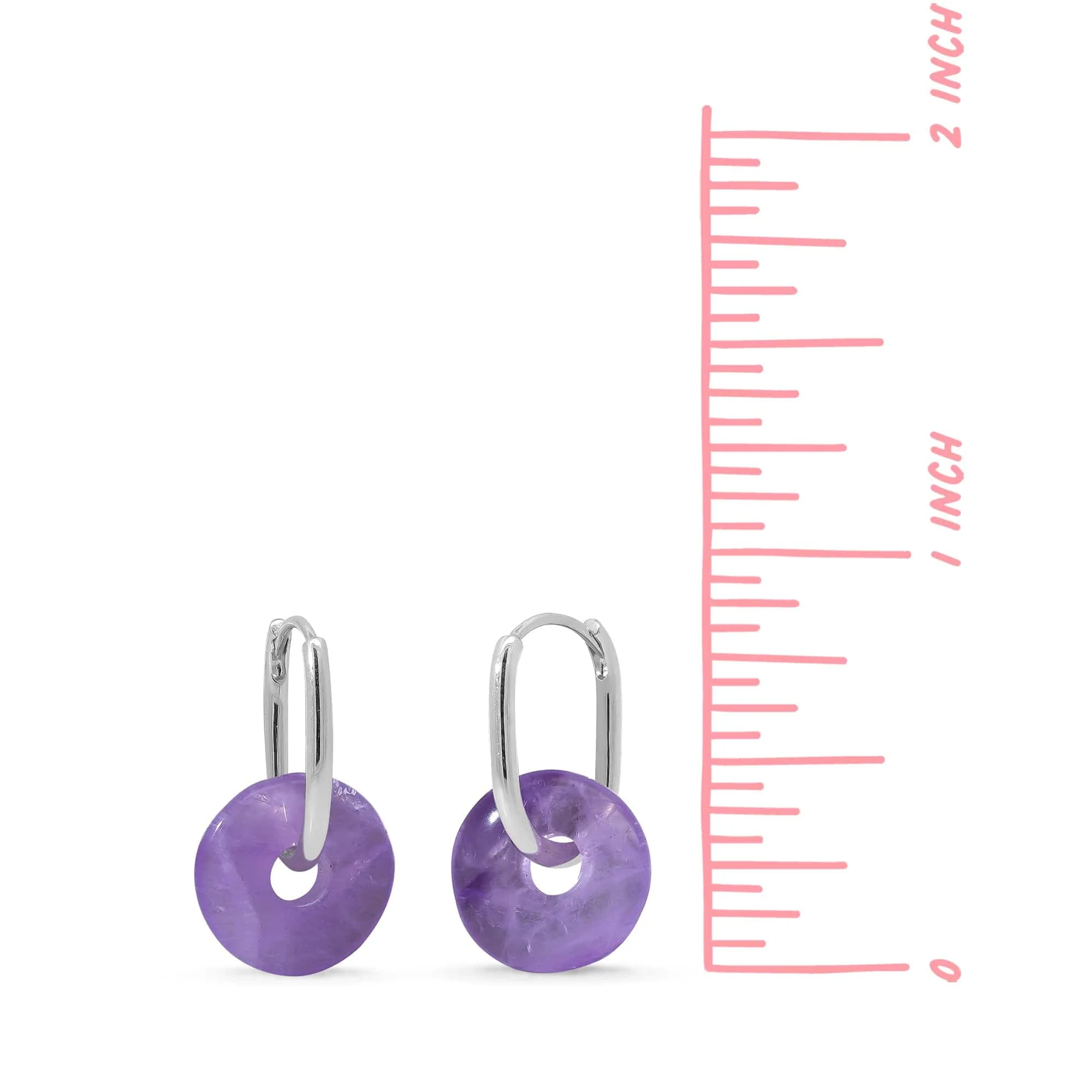 Treasured Bi Disc Oval Huggies with Amethyst - Image 5