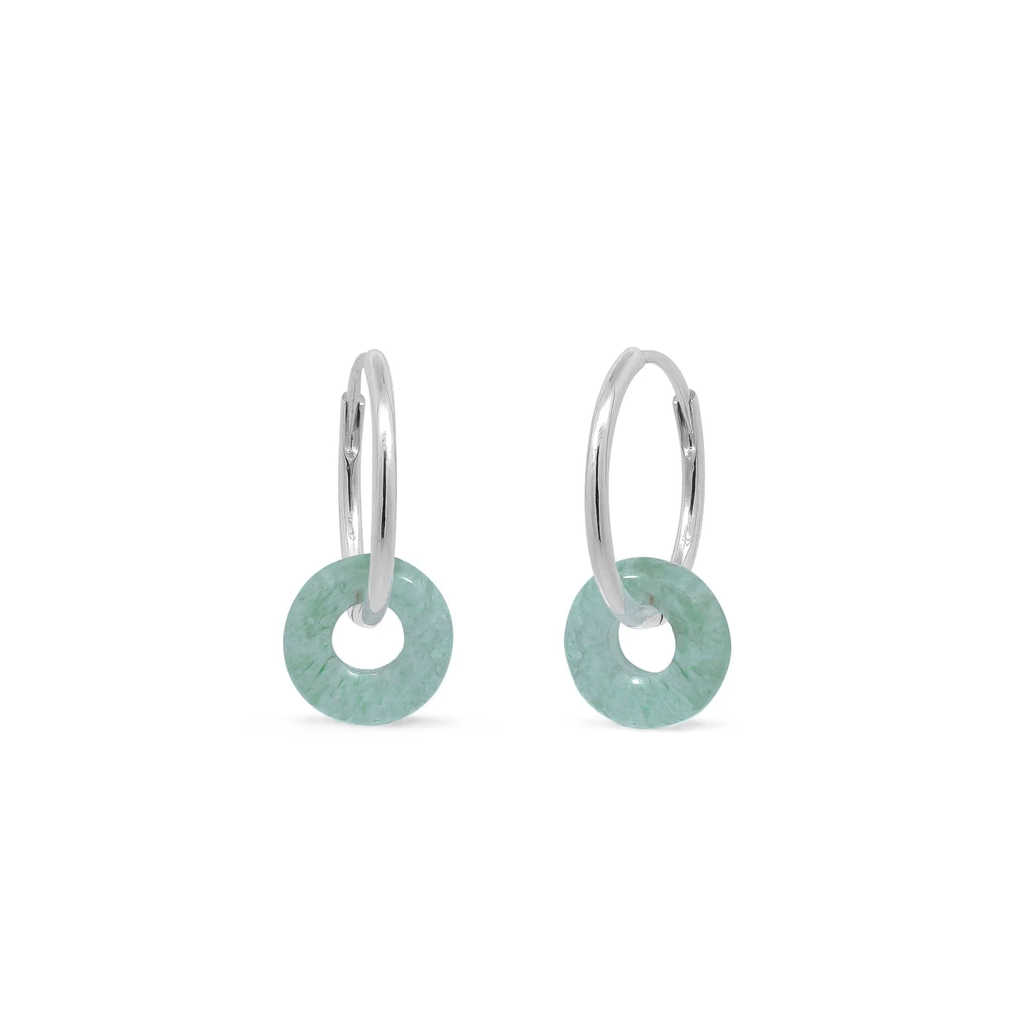 Treasured Bi Disc Round Huggies with Green Aventurine