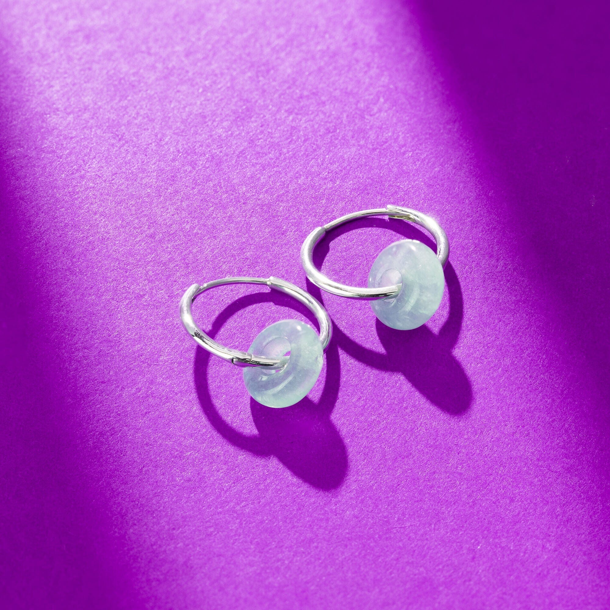 Treasured Bi Disc Round Huggies with Green Aventurine - Image 3