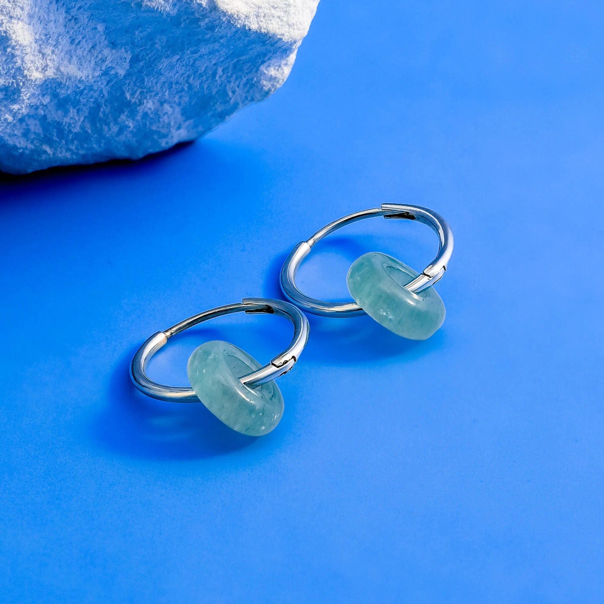 Treasured Bi Disc Round Huggies with Green Aventurine - Image 4