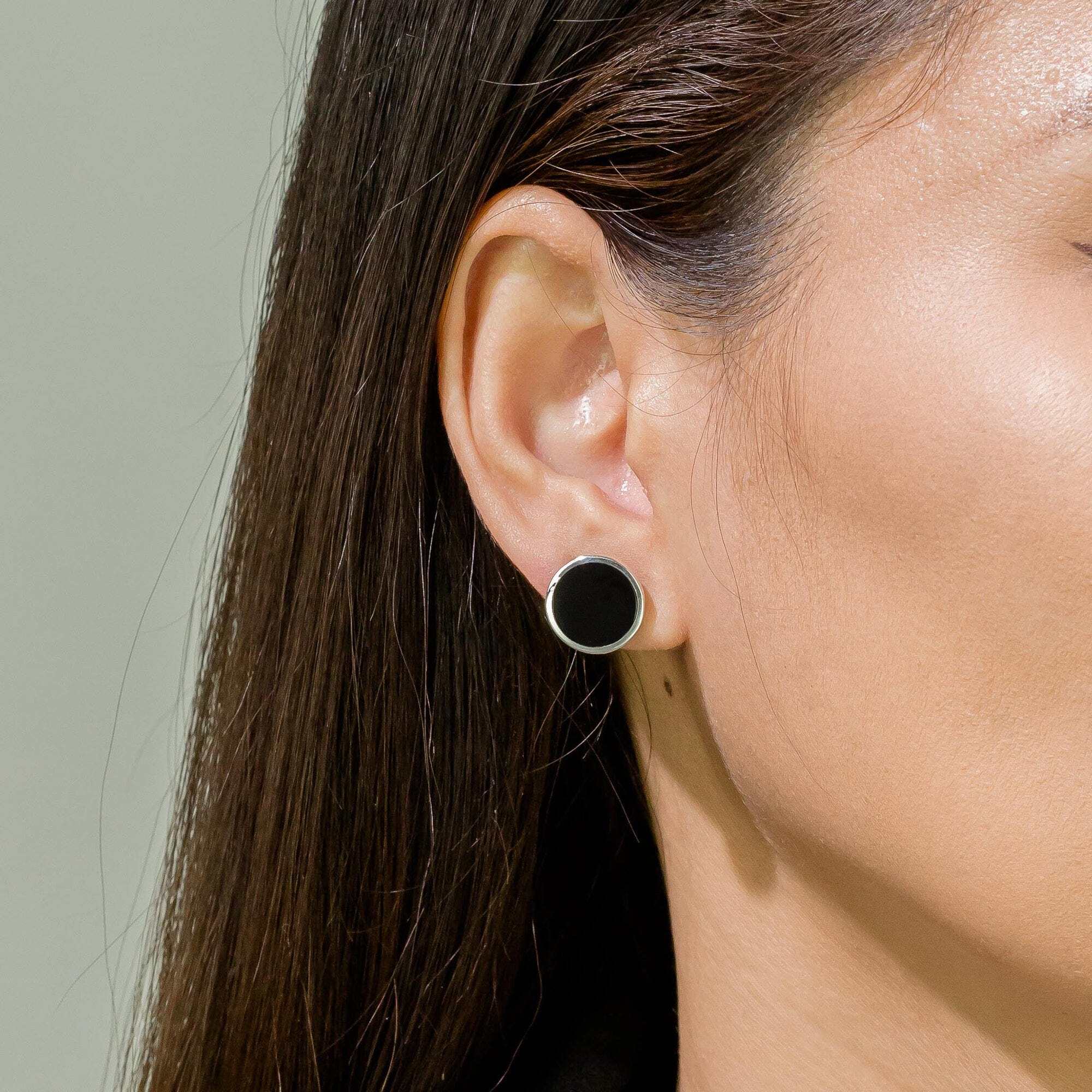 Alina Circle Bezel Earrings with Stone - Image 4