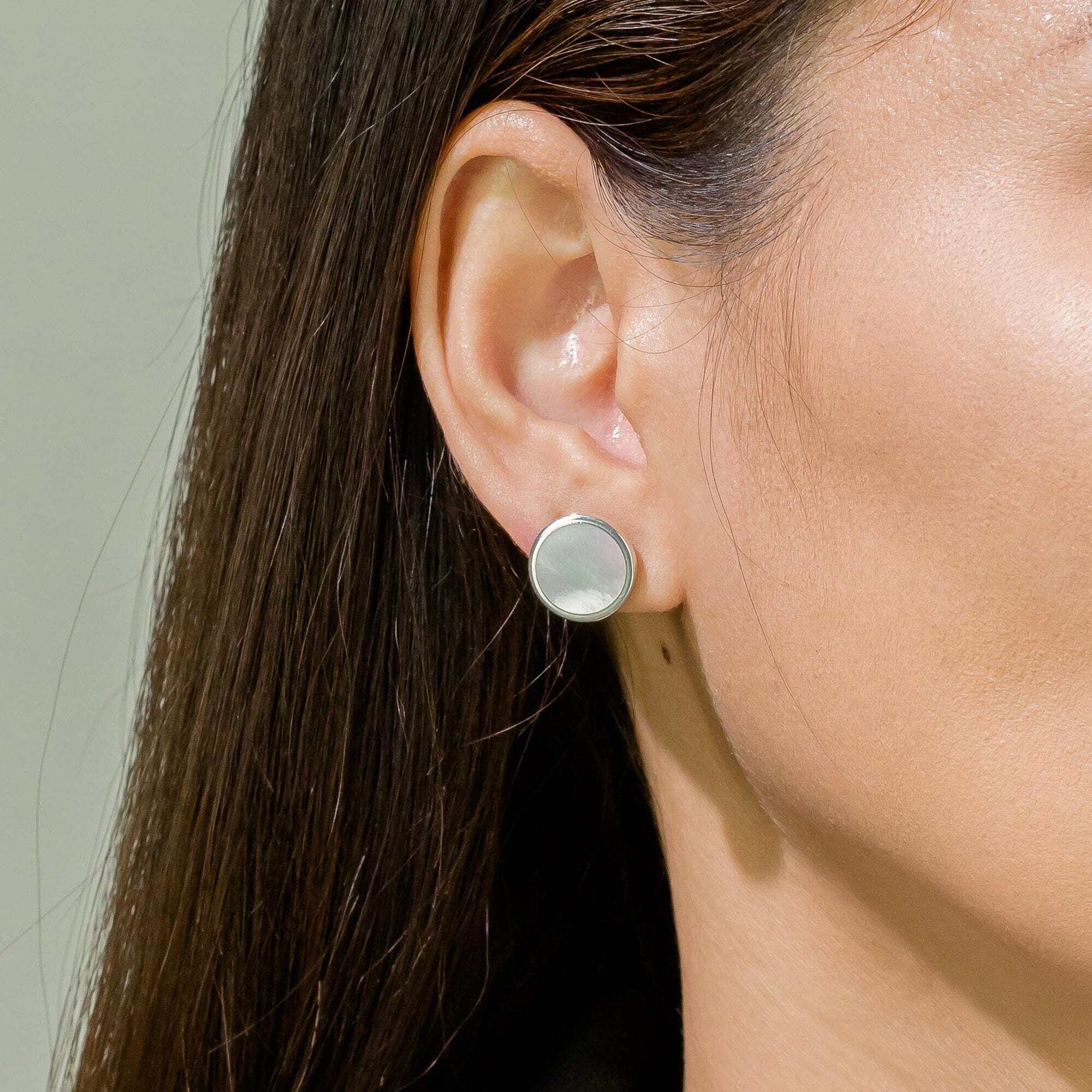 Alina Circle Bezel Earrings with Stone - Image 6