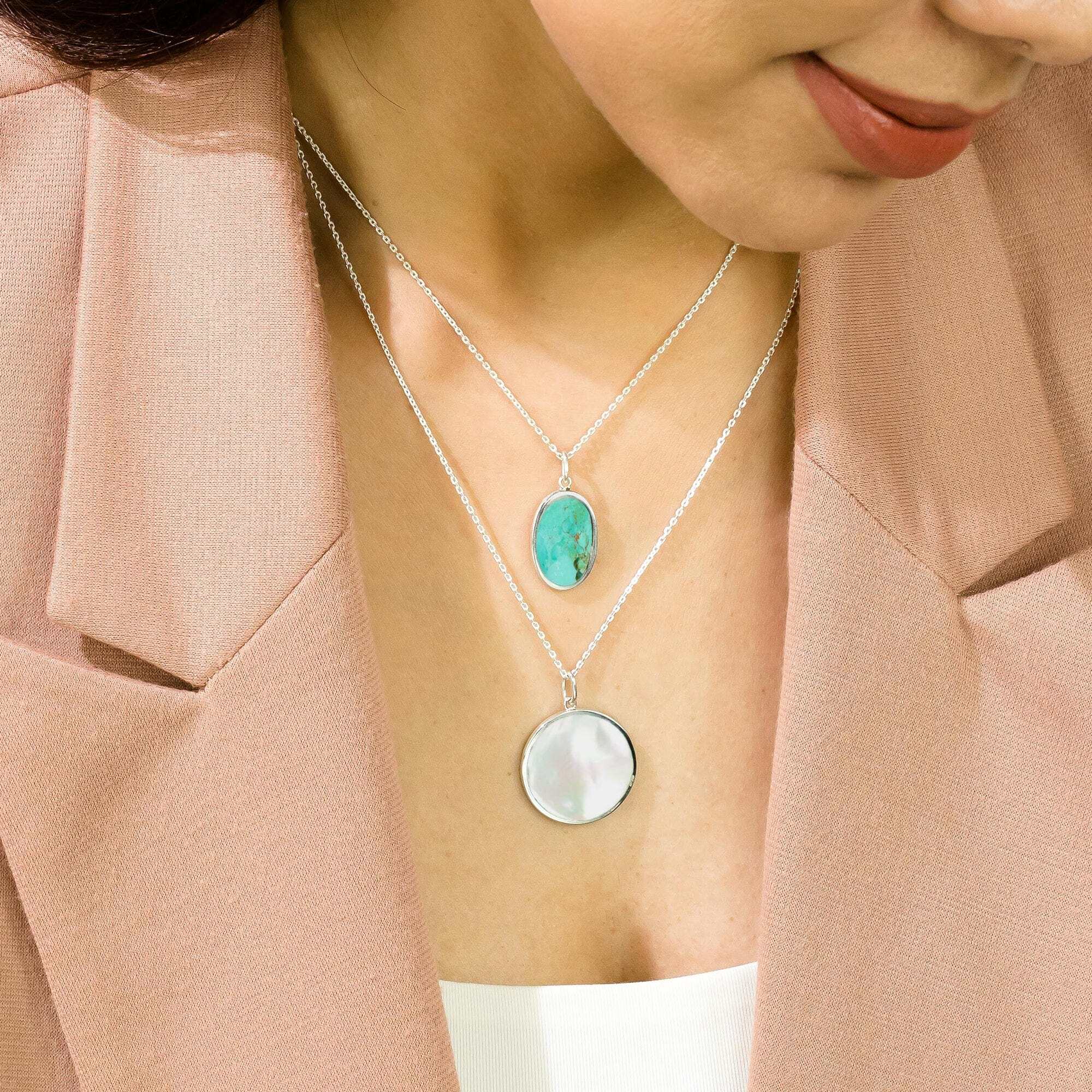 Alina Circle Bezel Pendant Necklace with Stone - Image 6