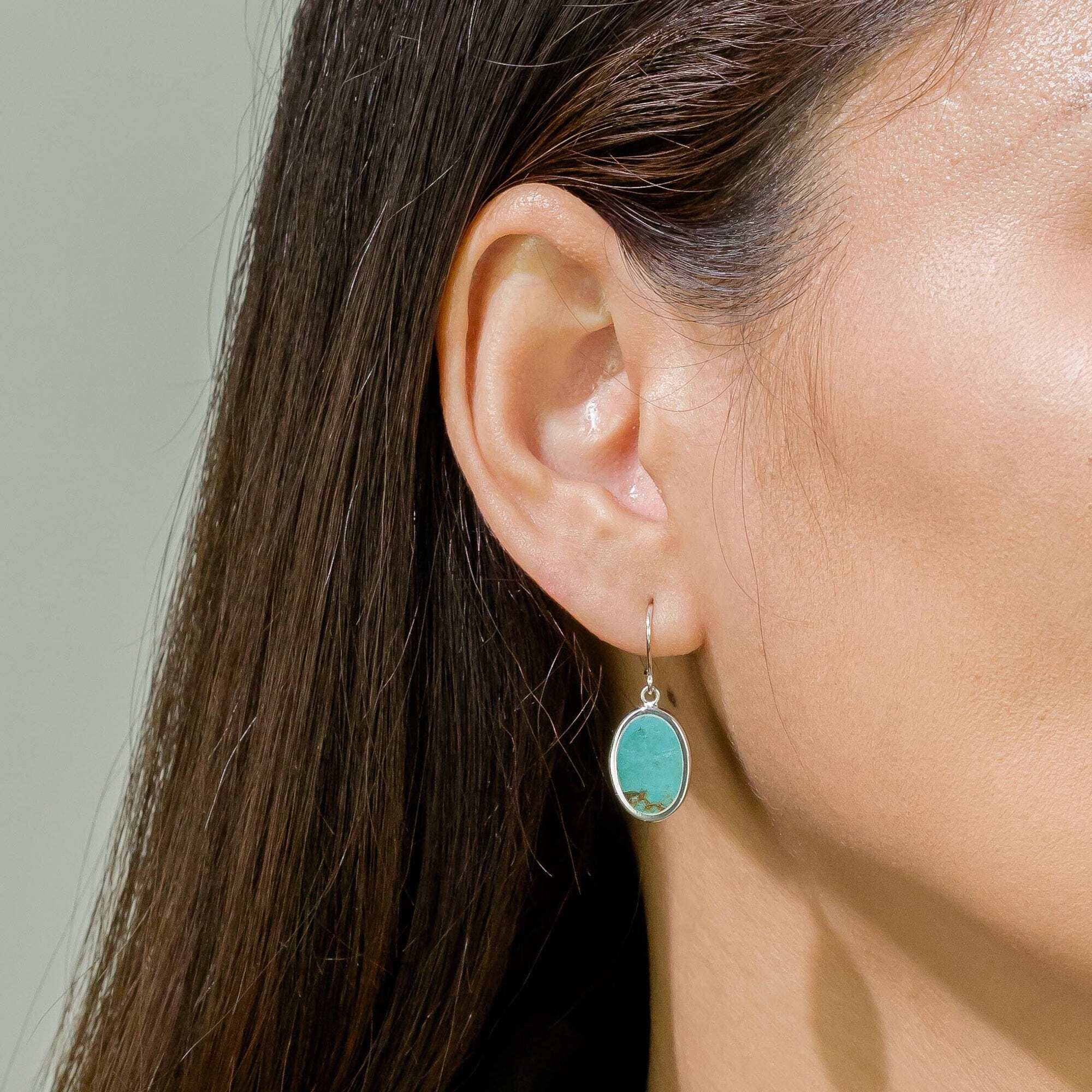 Alina Oval Bezel Earrings with Stone - Image 3