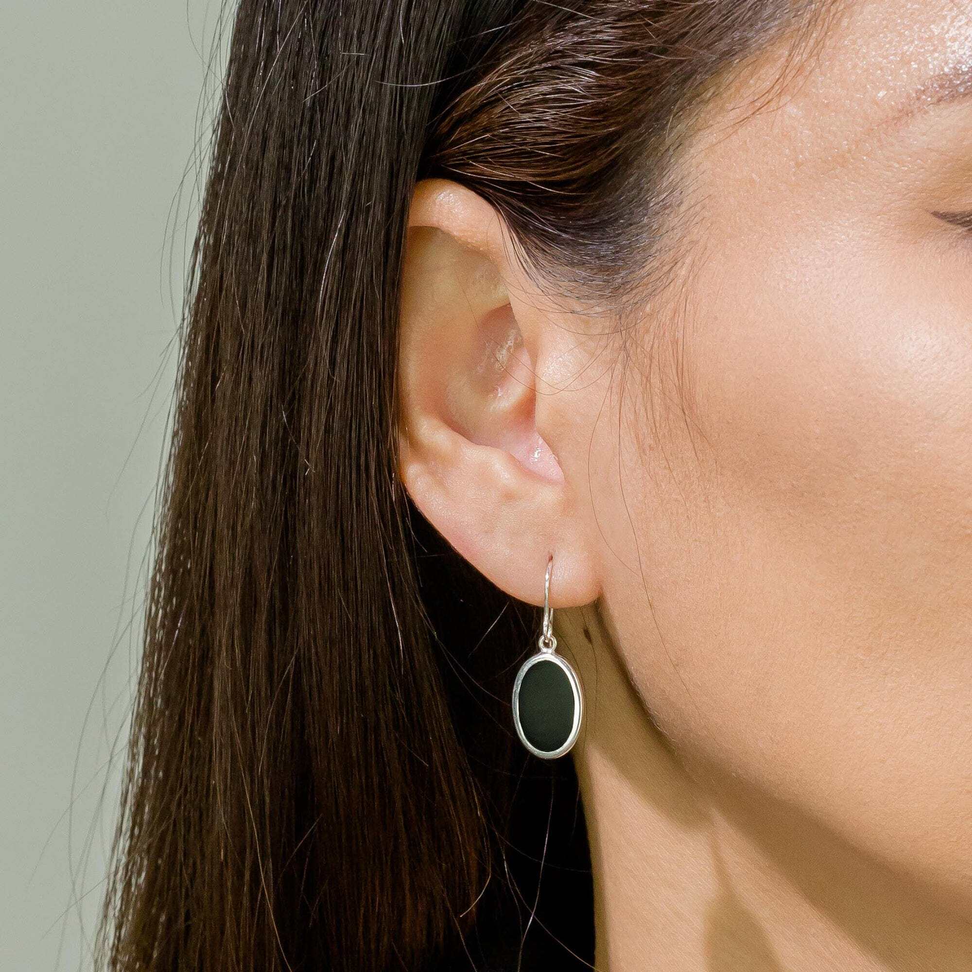 Alina Oval Bezel Earrings with Stone - Image 4