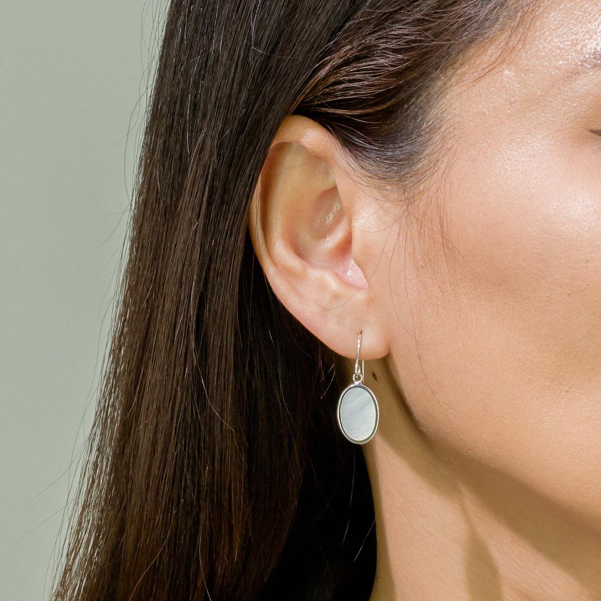 Alina Oval Bezel Earrings with Stone - Image 6