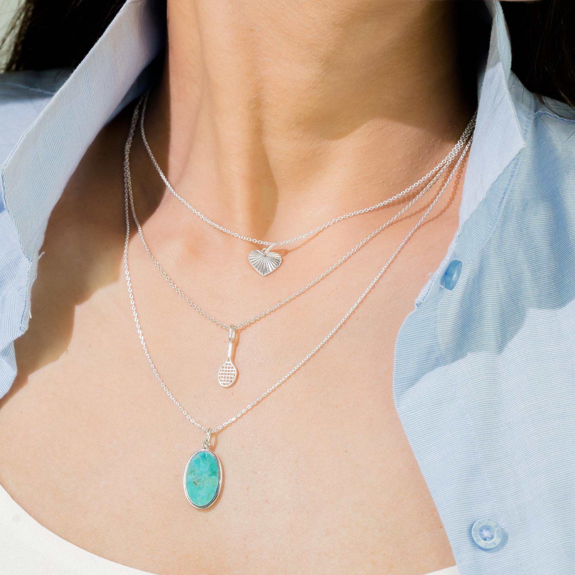Alina Oval Bezel Pendant Necklace with Stone - Image 3