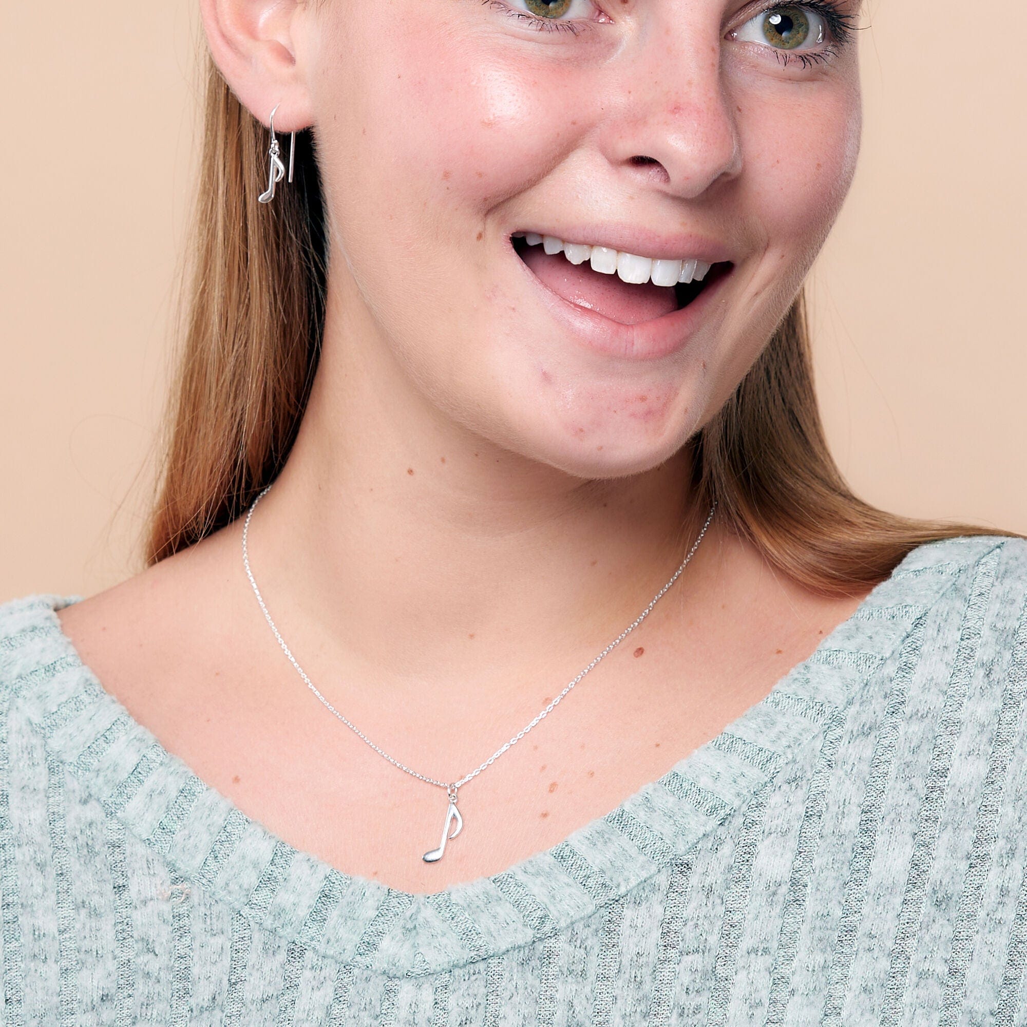 Treble Clef and Eighth Note Music Dangle Earrings - Image 4