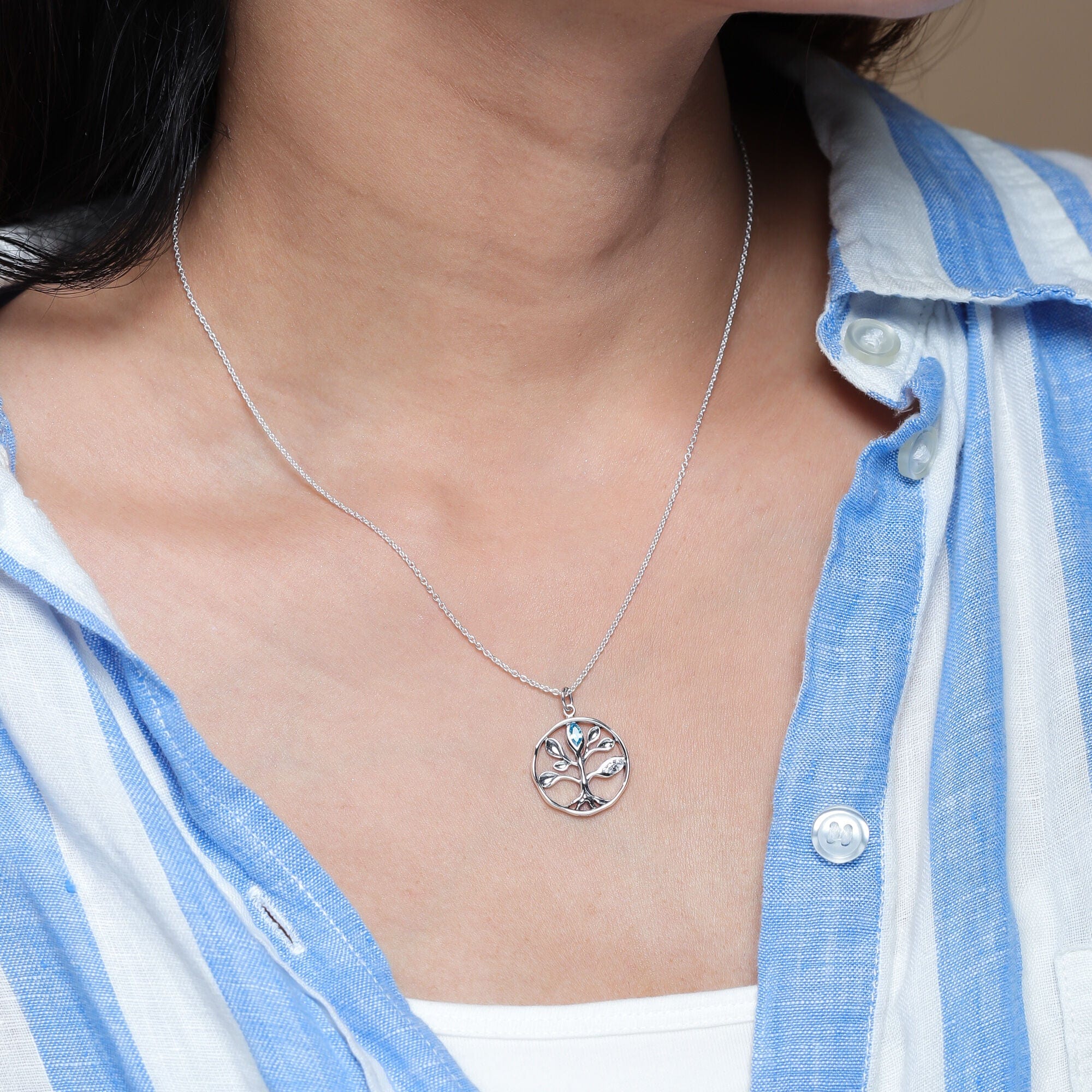 Tree of Life Necklace with Stone - Image 2