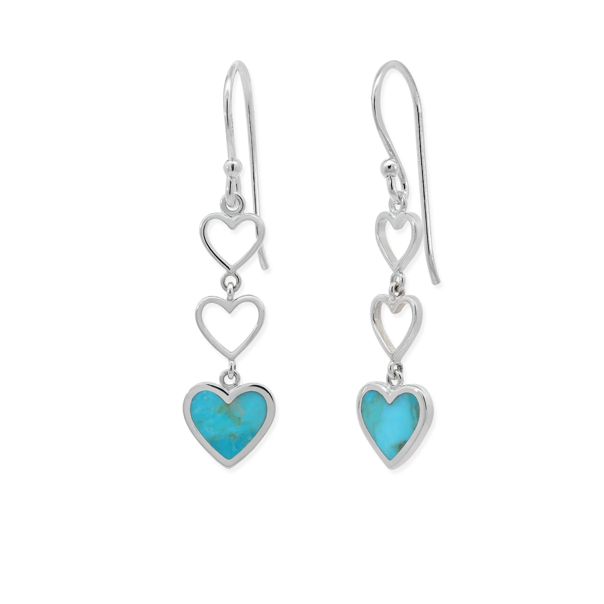 Triple Heart Dangle Earrings with Stone - Image 2