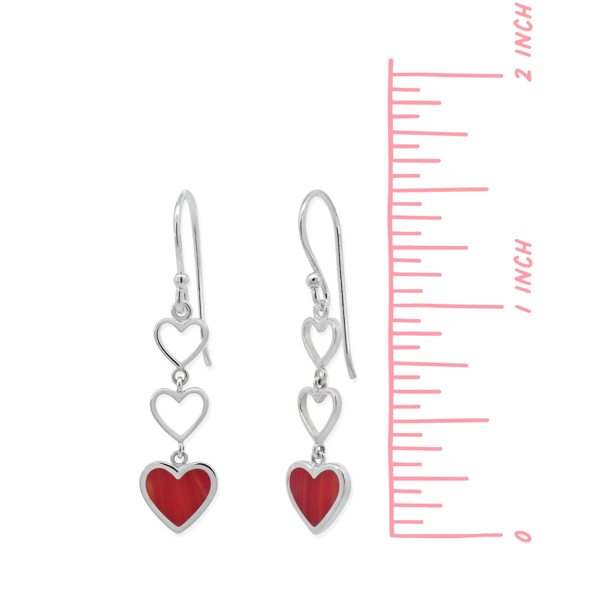 Triple Heart Dangle Earrings with Stone - Image 7