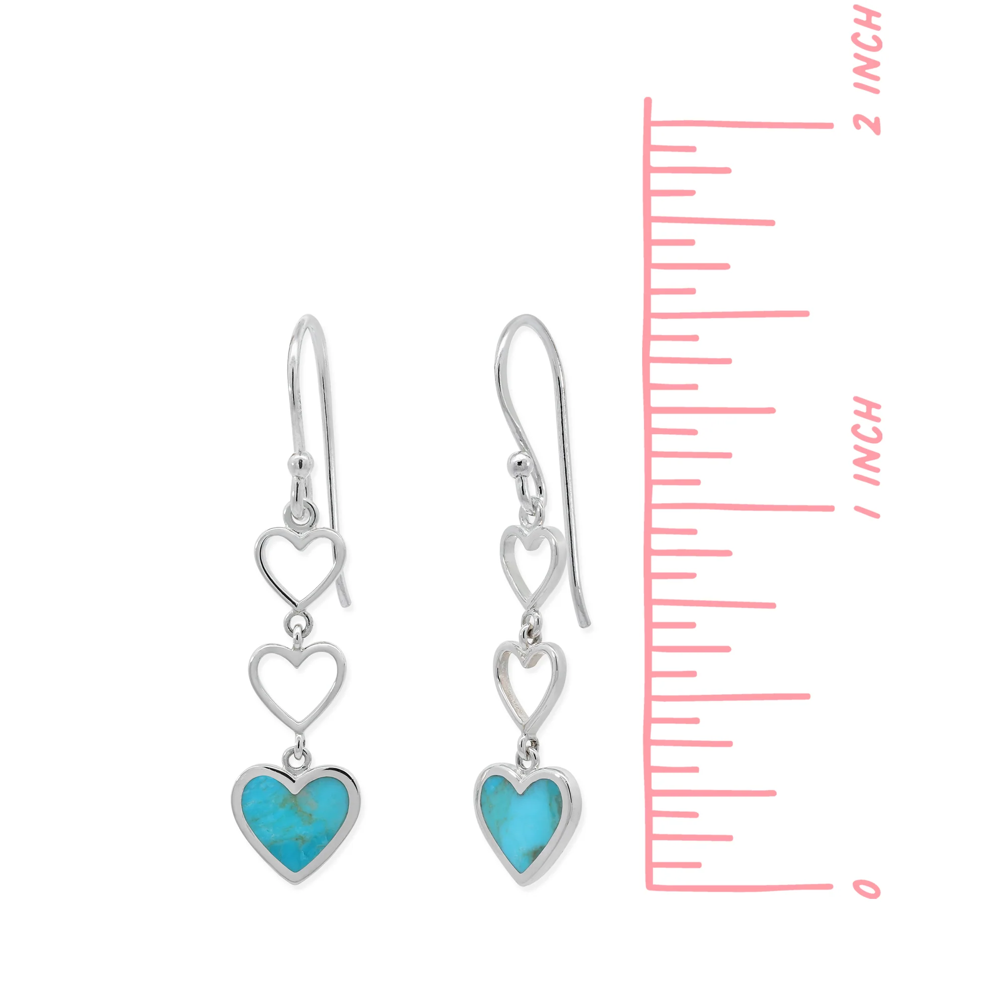 Triple Heart Dangle Earrings with Stone - Image 8