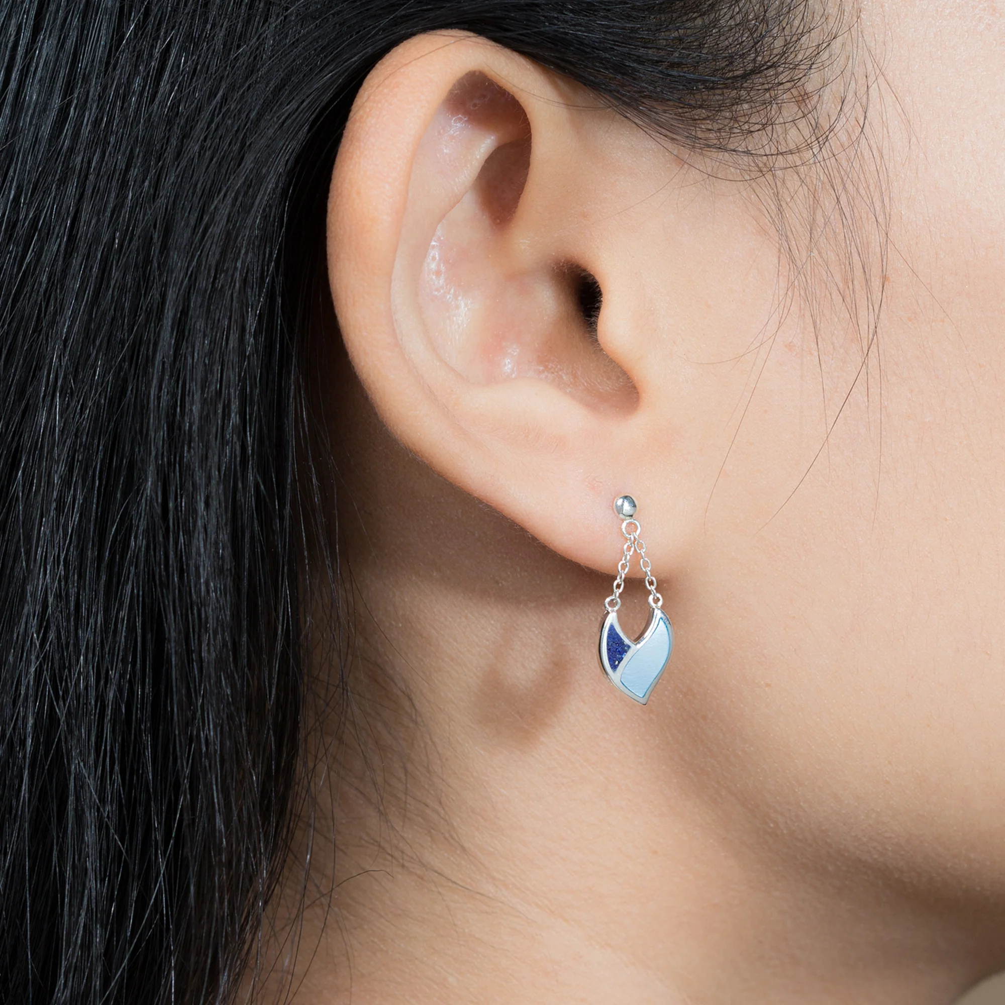 Twilight Leaf Earrings with Stone - Image 2