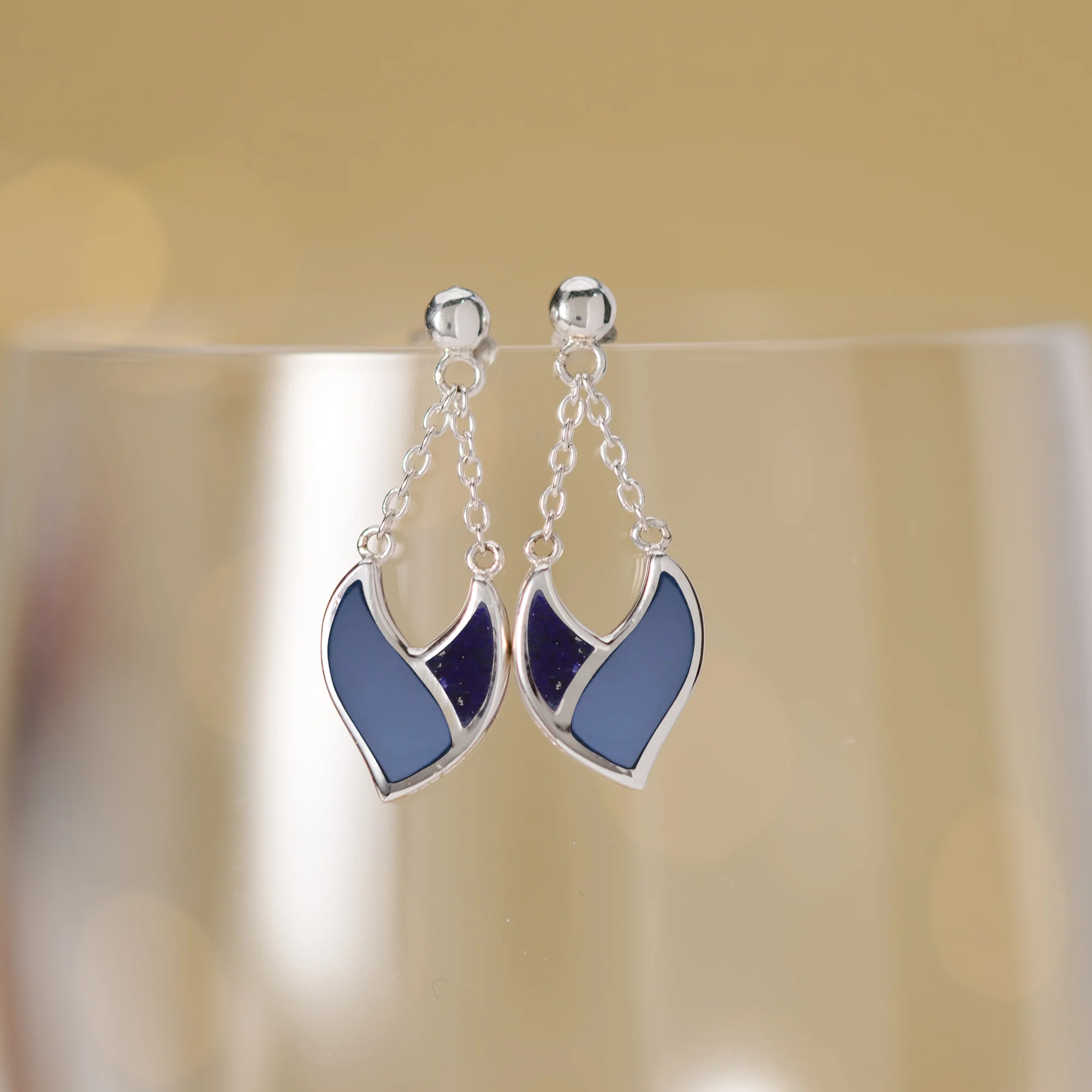 Twilight Leaf Earrings with Stone - Image 3