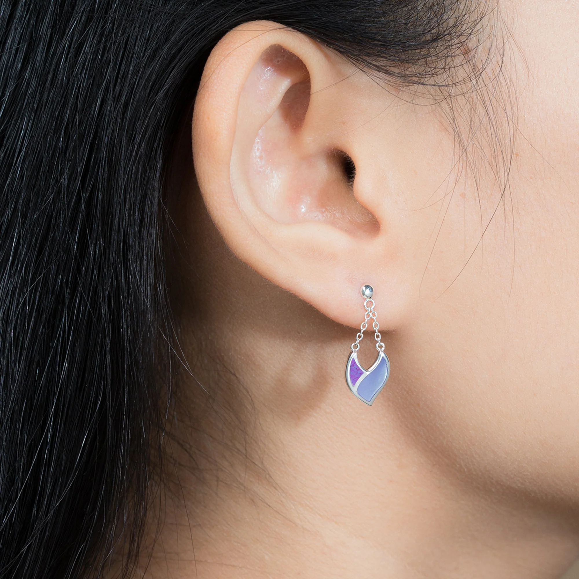 Twilight Leaf Earrings with Stone - Image 5