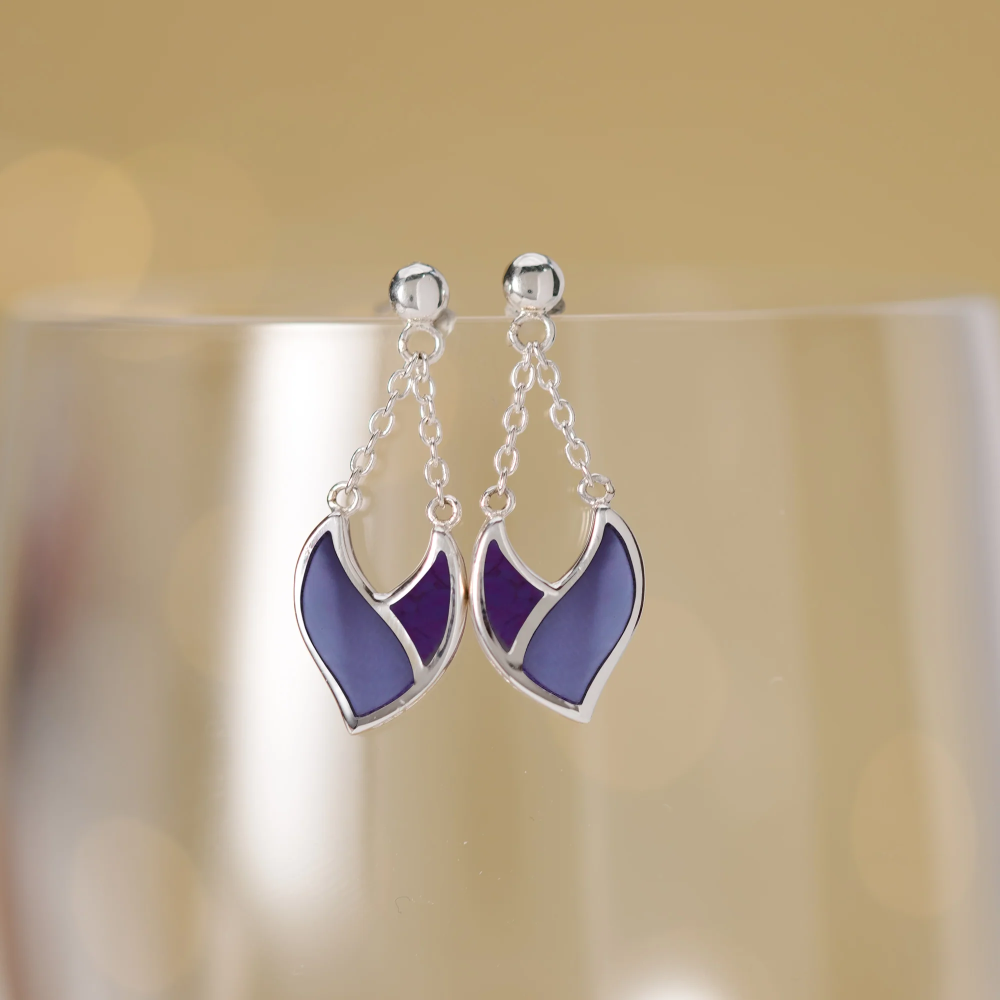 Twilight Leaf Earrings with Stone - Image 6