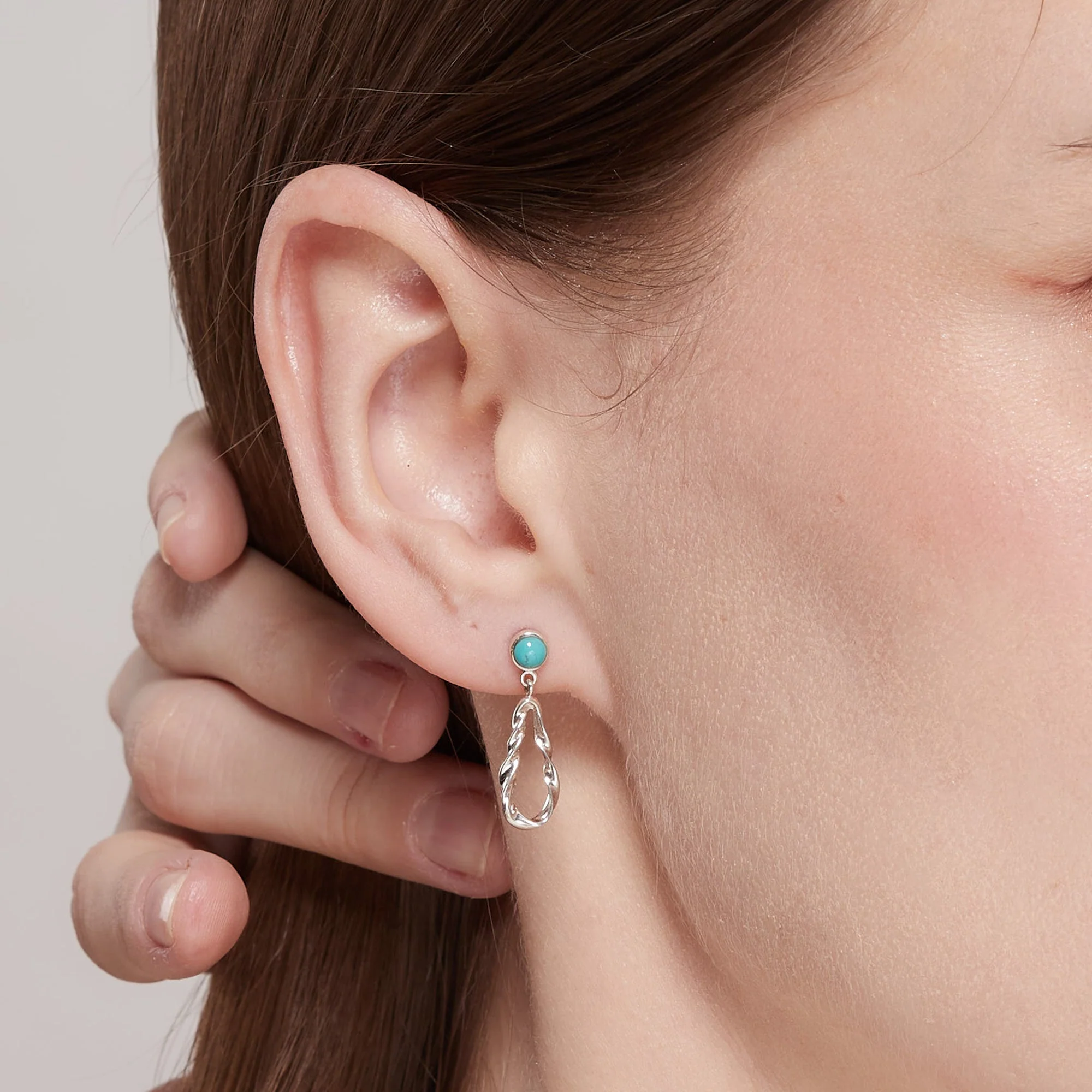 Twisted Teardrop Earrings with Stone - Image 5