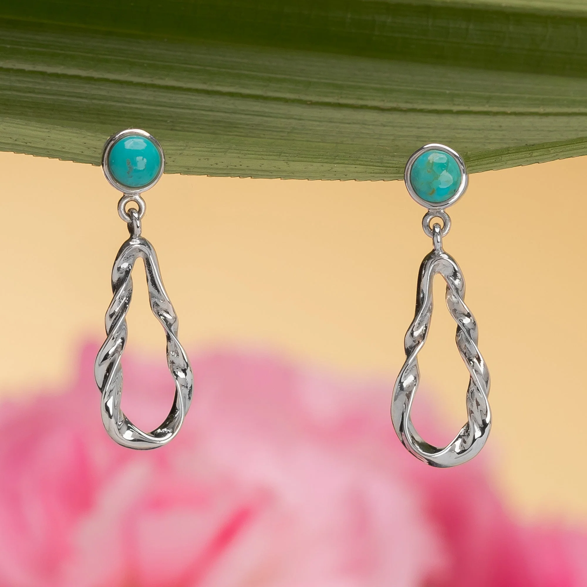 Twisted Teardrop Earrings with Stone - Image 6