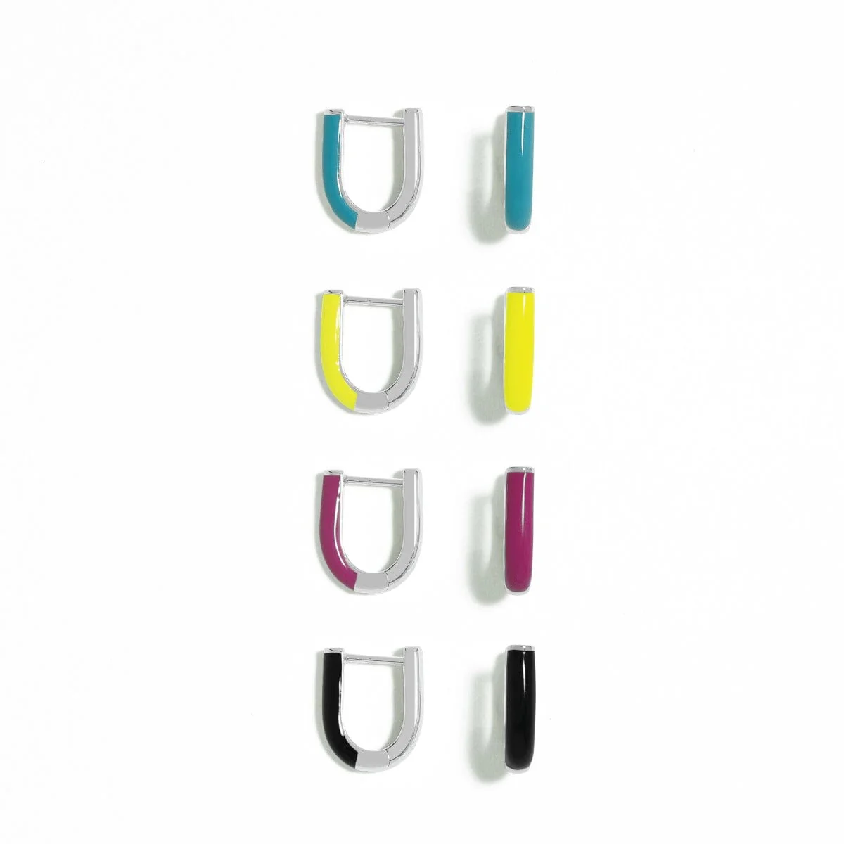 U-Shape Huggie Hoops with Color - Image 11