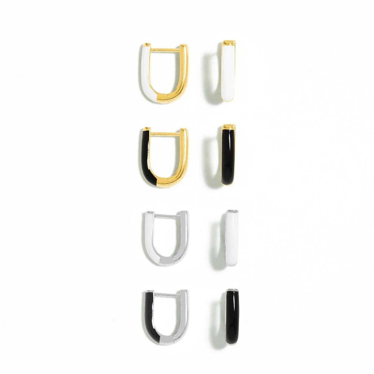U-Shape Huggie Hoops with Color - Image 12