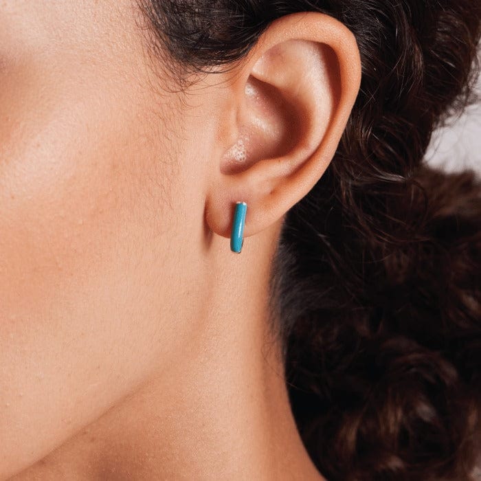U-Shape Huggie Hoops with Color - Image 2