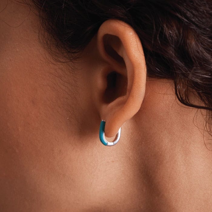 U-Shape Huggie Hoops with Color - Image 3