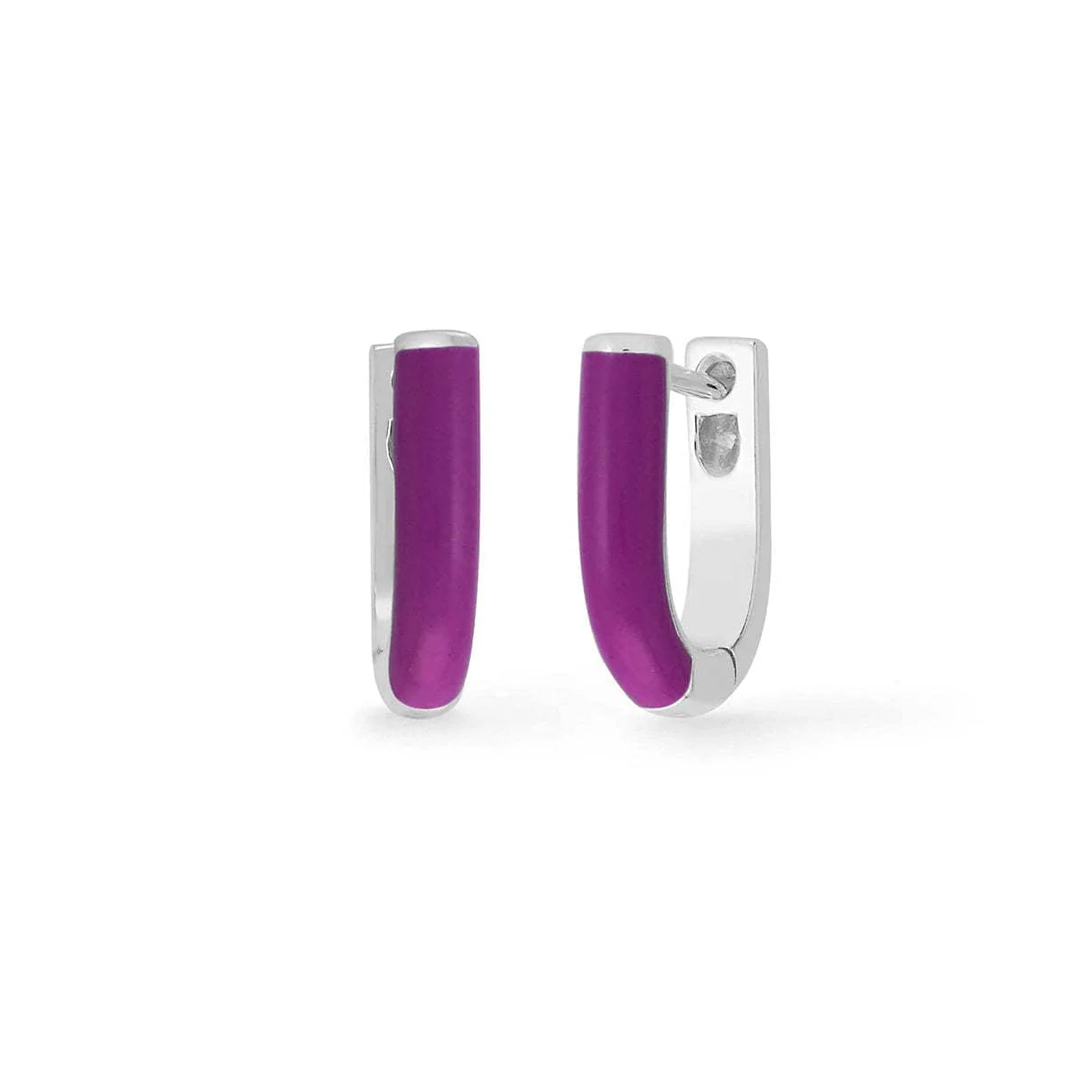 U-Shape Huggie Hoops with Color - Image 4